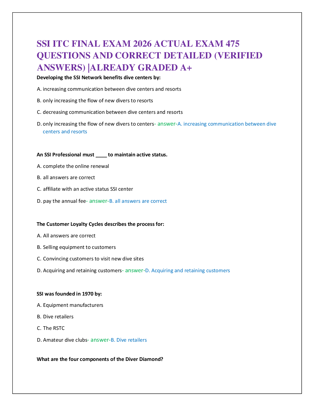 SSI ITC FINAL EXAM 2026 ACTUAL EXAM 475   QUESTIONS AND CORRECT DETAILED (VERIFIED  ANSWERS) |ALREADY GRADED A+