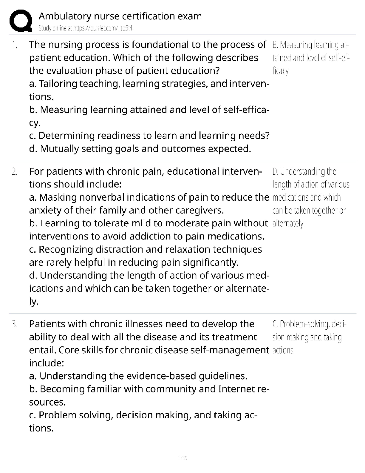 Preview of Ambulatory Care Nursing Certification / NURS 440 Study Guide / AMB-BC Exam / Score 100%