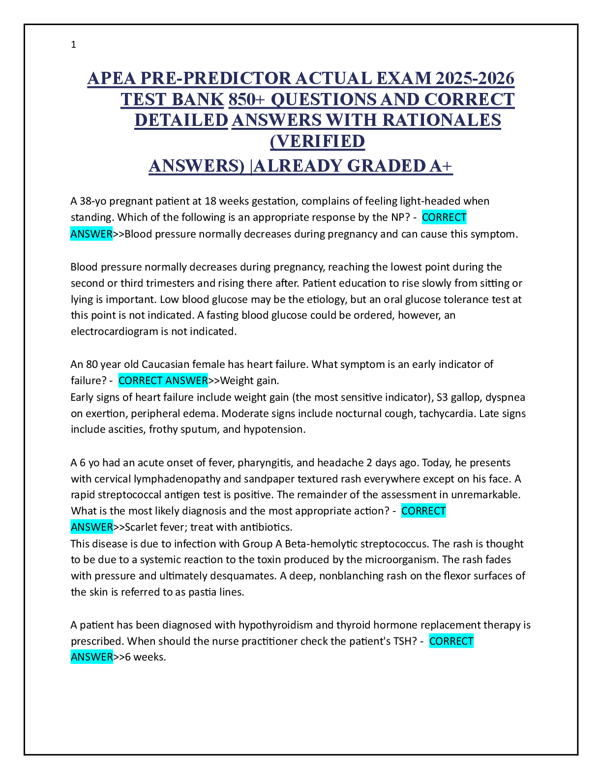 Preview of APEA PRE-PREDICTOR ACTUAL EXAM 2025-2026 TEST BANK 850+ QUESTIONS AND CORRECT DETAILED ANSWERS WITH RATIONALES (VERIFIED ANSWERS) |ALREADY GRADED A+
