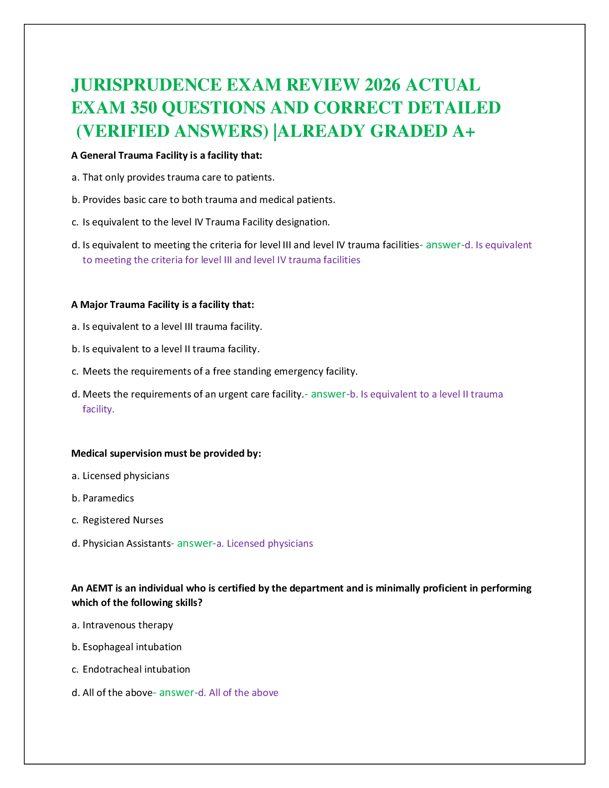 JURISPRUDENCE EXAM REVIEW 2026 ACTUAL   EXAM 350 QUESTIONS AND CORRECT DETAILED   (VERIFIED ANSWERS) |ALREADY GRADED A+