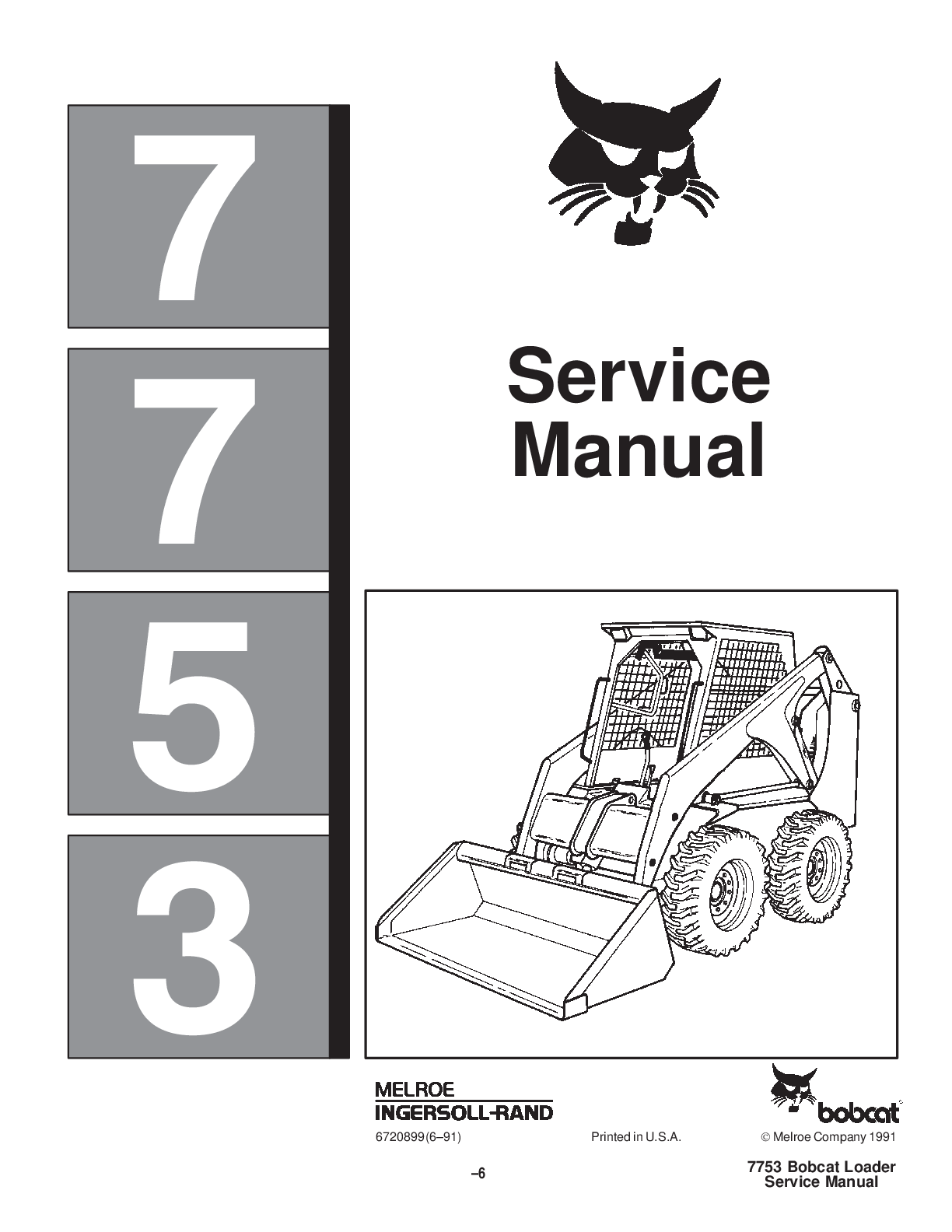 Recommended document preview for Bobcat 7753 Loader Service Manual