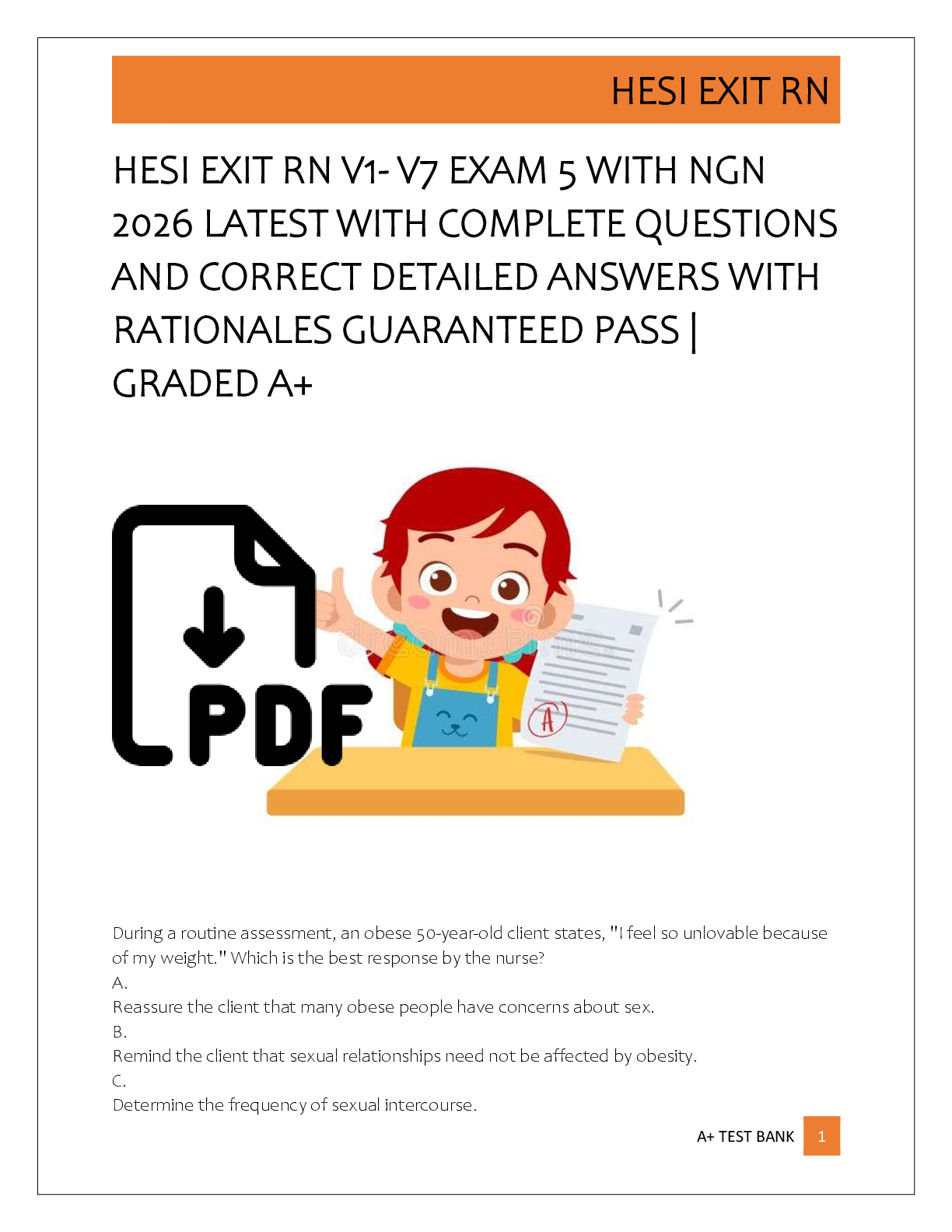 Preview of HESI EXIT RN V1- V7 EXAM 5 WITH NGN  2026 LATEST WITH COMPLETE QUESTIONS  AND CORRECT DETA