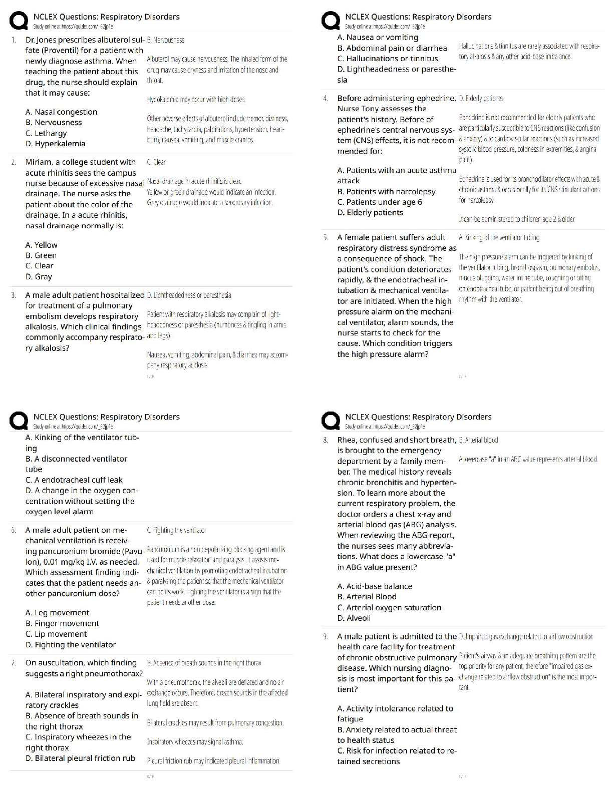 NCLEX Questions Respiratory Disorders   / New Version / 2026 Updated Practice Test Bank