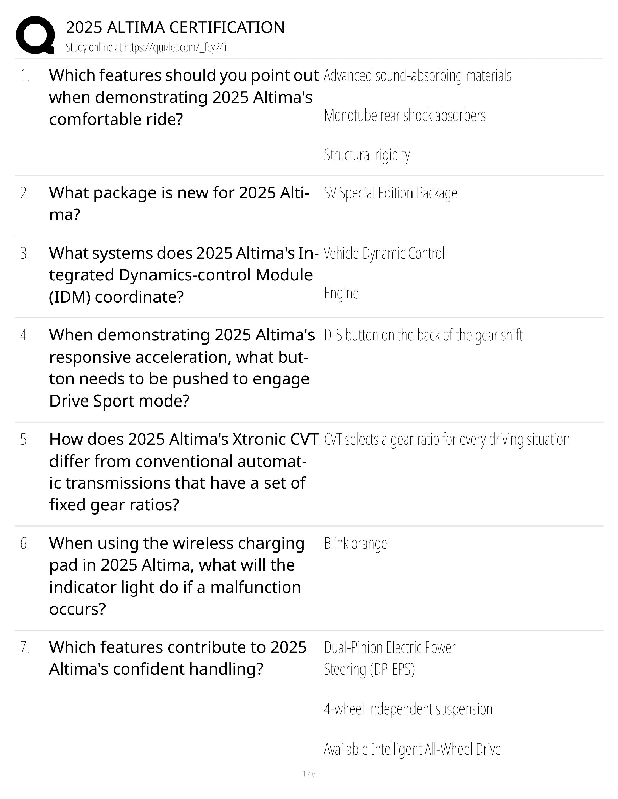 2025 Altima Certification   Complete Study Guide / Nissan CPO Program