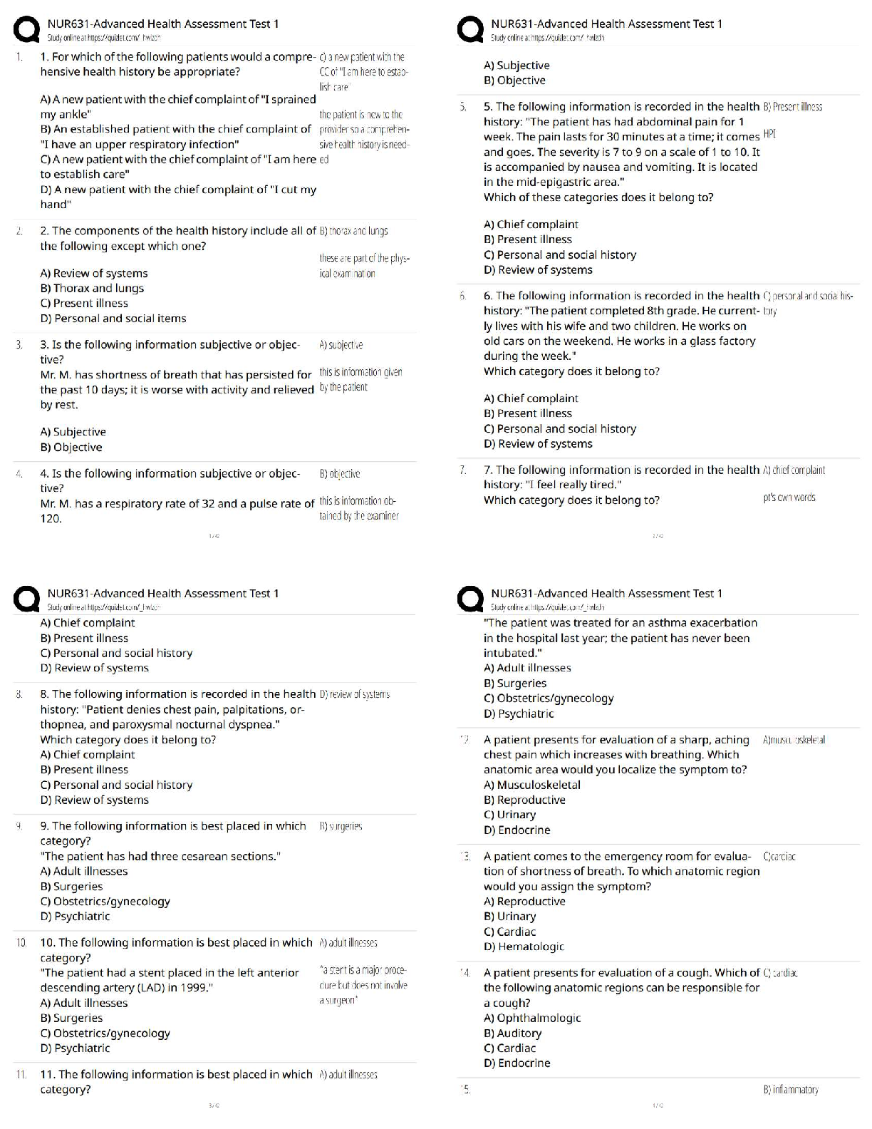 Recommended document preview for NUR631 – Advanced Health Assessment Test 1   / New Version 2025–2026 Study Guide & Exam Prep