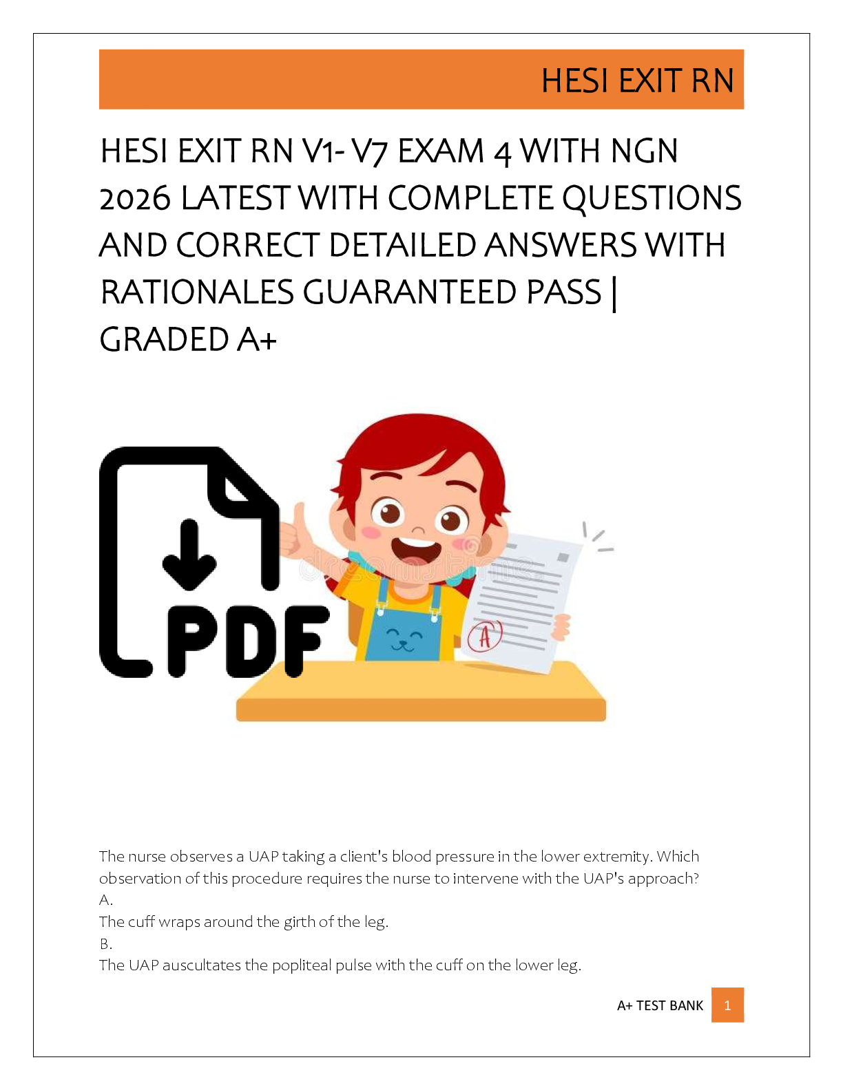 Preview of HESI EXIT RN V1- V7 EXAM 4 WITH NGN  2026 LATEST WITH COMPLETE QUESTIONS  AND CORRECT DETA