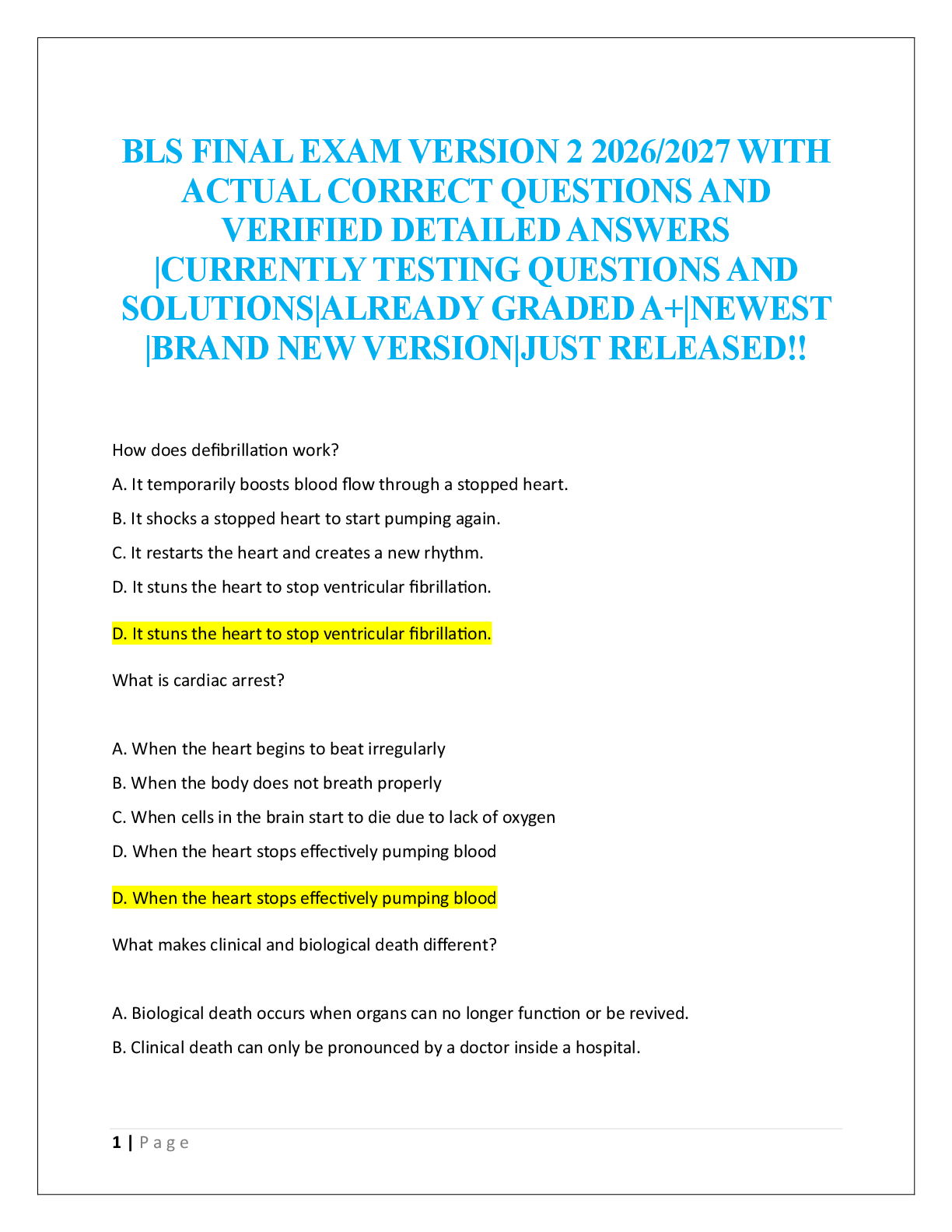 BLS FINAL EXAM VERSION 2 2026/2027