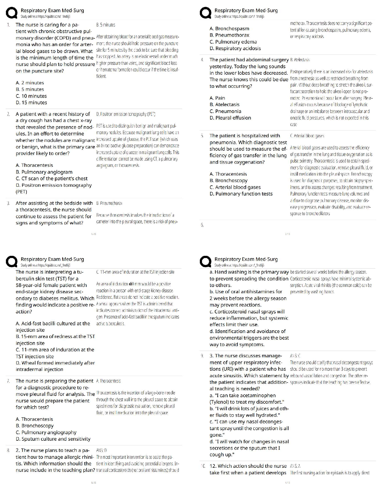 Recommended document preview for Respiratory Exam Med-Surg   / New Version / 2026 Updated Test Bank Questions