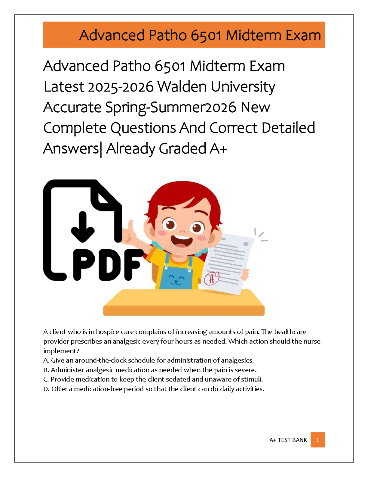 Preview of Advanced Patho 6501 Midterm Exam  Latest 2025-2026 Walden University  Accurate Spring-Summ