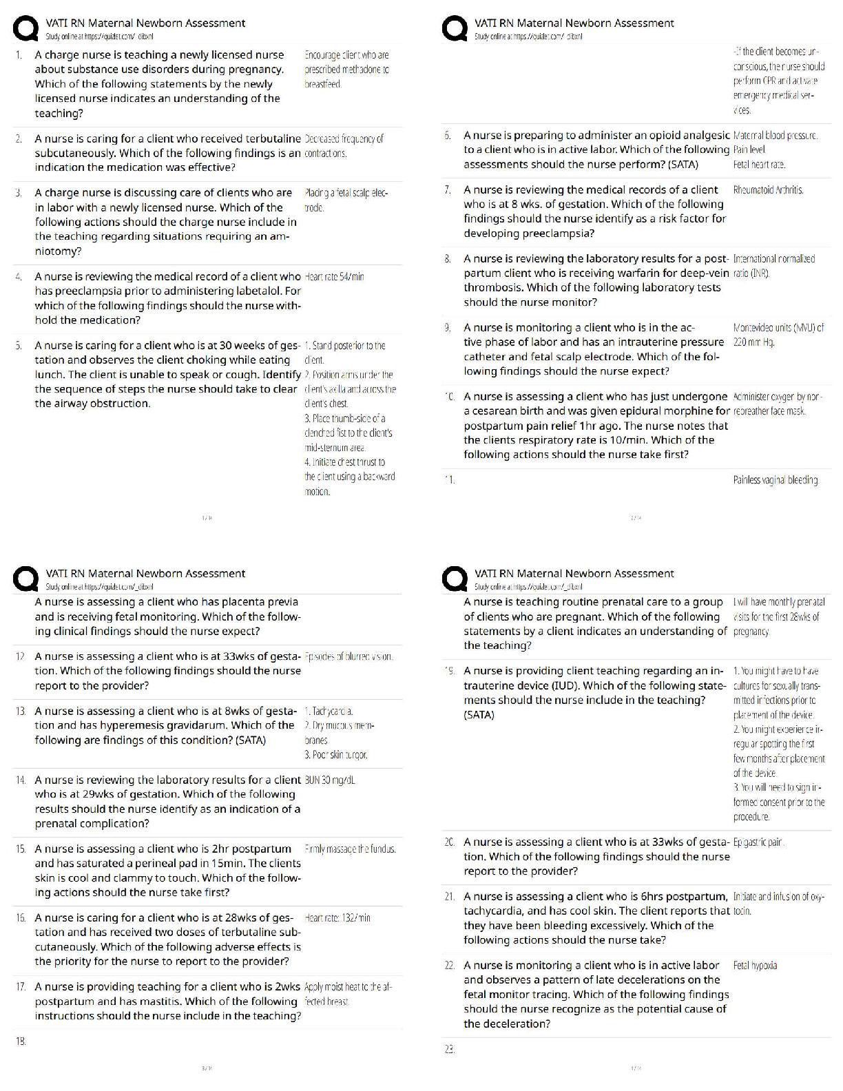 Recommended document preview for ATI RN Maternal Newborn Assessment / 2025 Updated Test Bank & Study Guide  