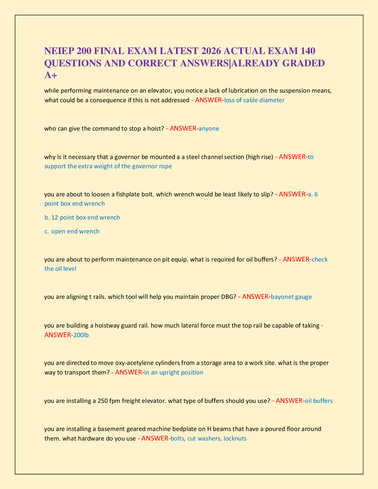 NEIEP 200 FINAL EXAM LATEST 2026 ACTUAL EXAM 140   QUESTIONS AND CORRECT ANSWERS|ALREADY GRADED  A+