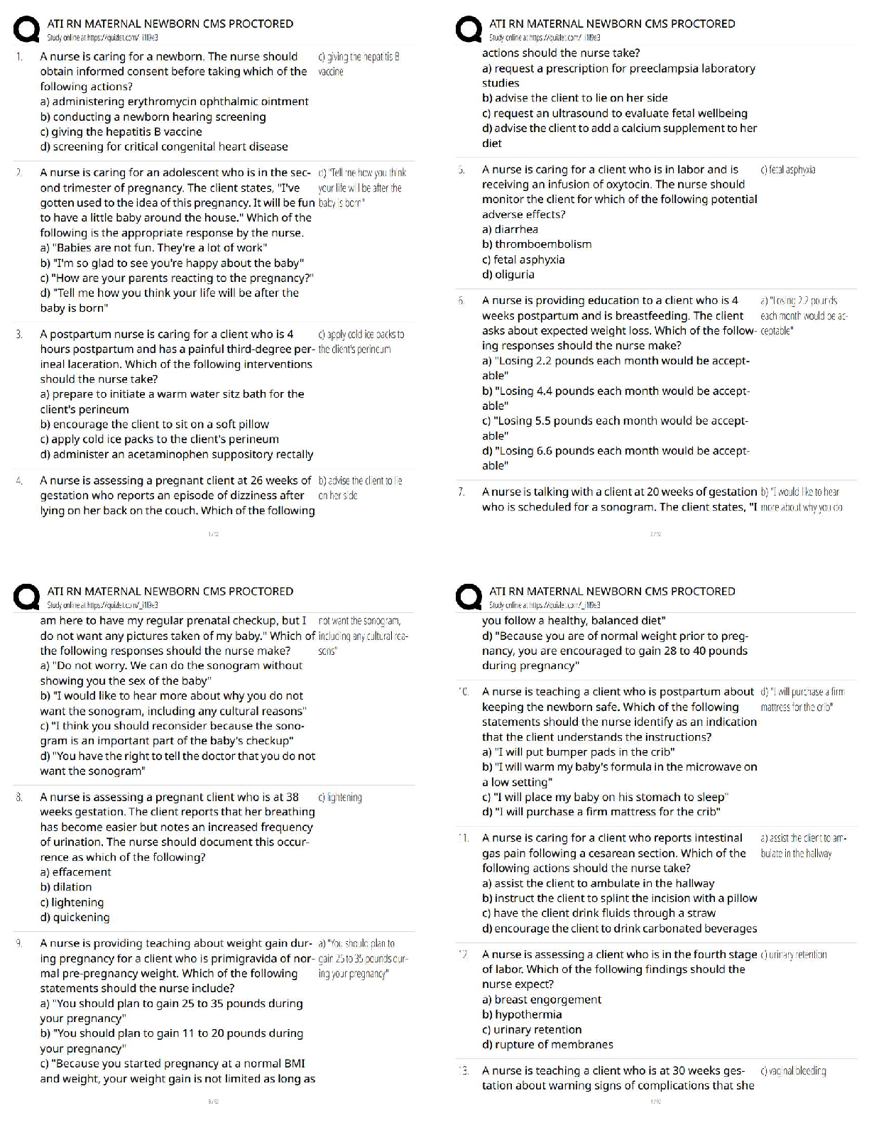 Recommended document preview for ATI RN Maternal Newborn CMS Proctored Exam / 2025 Updated Test Bank & Study Guide  