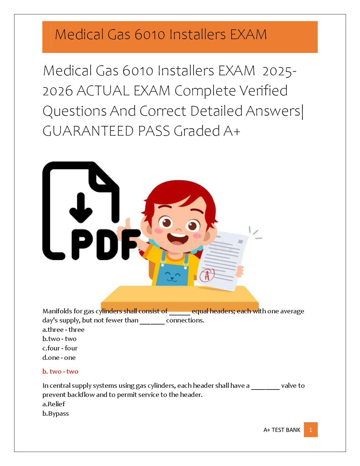 Preview of Medical Gas 6010 Installers EXAM  2025-  2026 ACTUAL EXAM Complete Verified   Questions An
