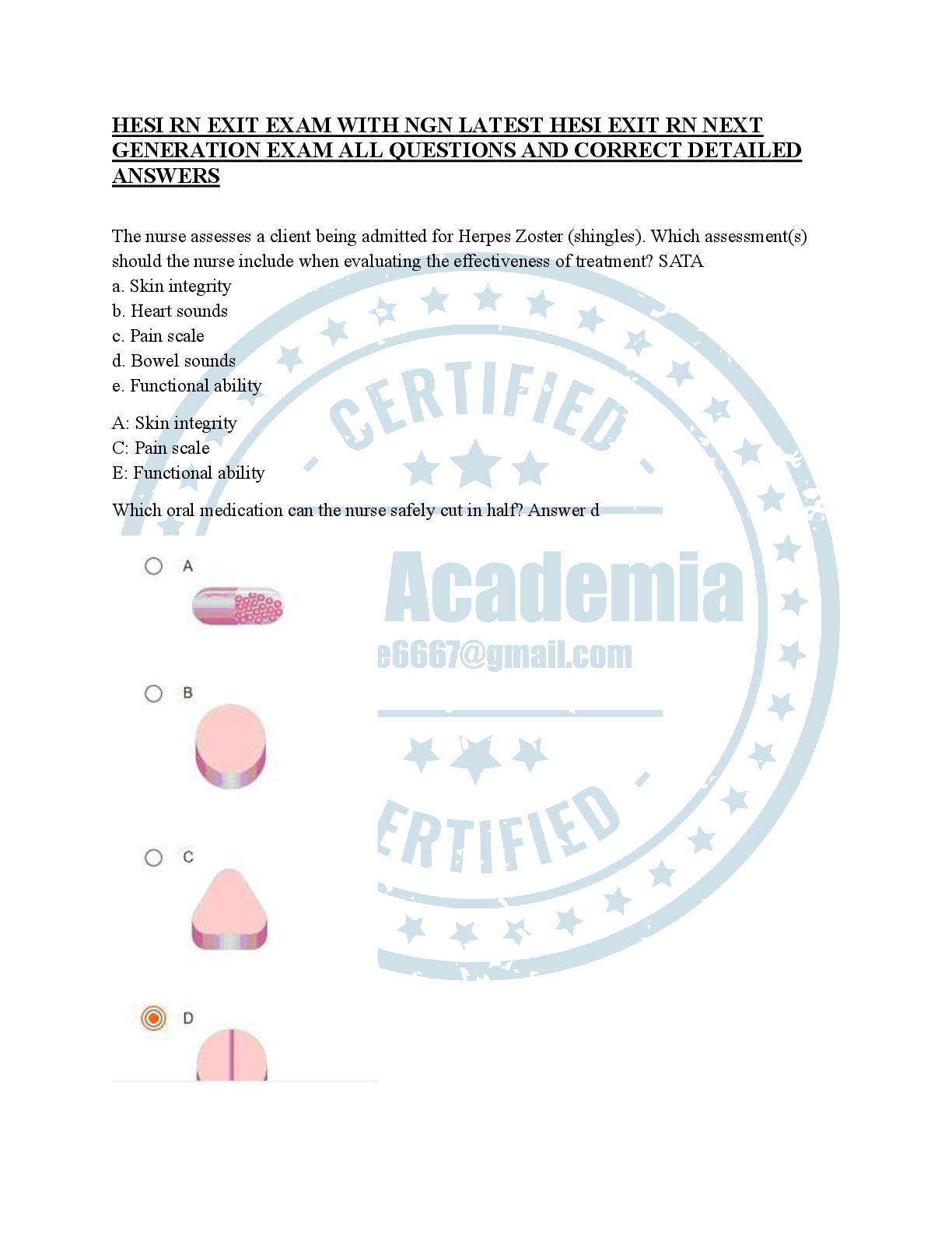 Preview image for HESI RN EXIT EXAM WITH NGN LATEST HESI EXIT RN NEXT GENERATION EXAM ALL QUESTIONS AND CORRECT DETAILED ANSWERS