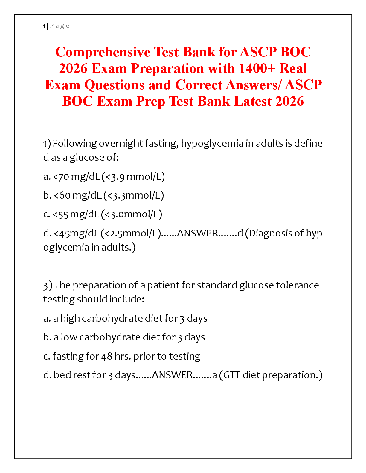 Recommended document preview for ASCP BOC Exam Preparation Study Guide with 1400+ Questions and Answers