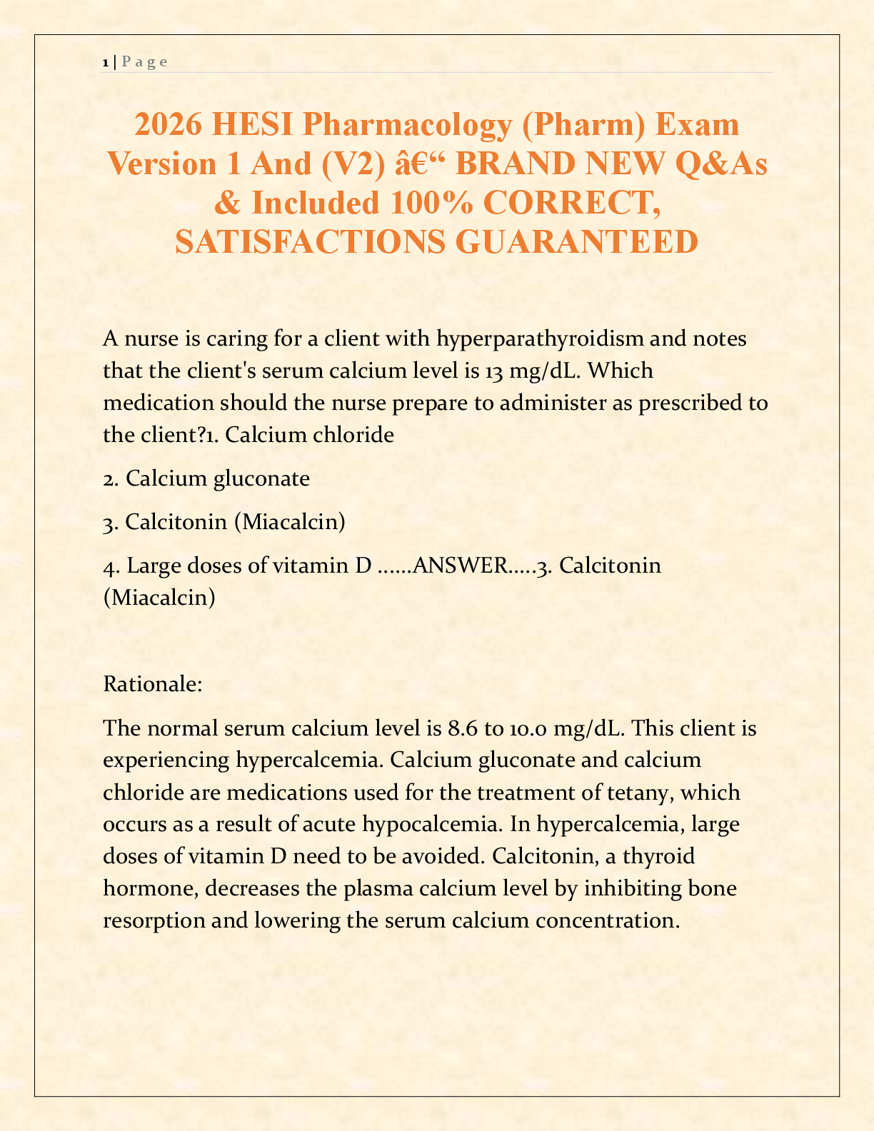 Recommended document preview for 2026 HESI Pharmacology Exit Exam Version 1 & Version 2 — Comprehensive Study Guide with Verified Q&As