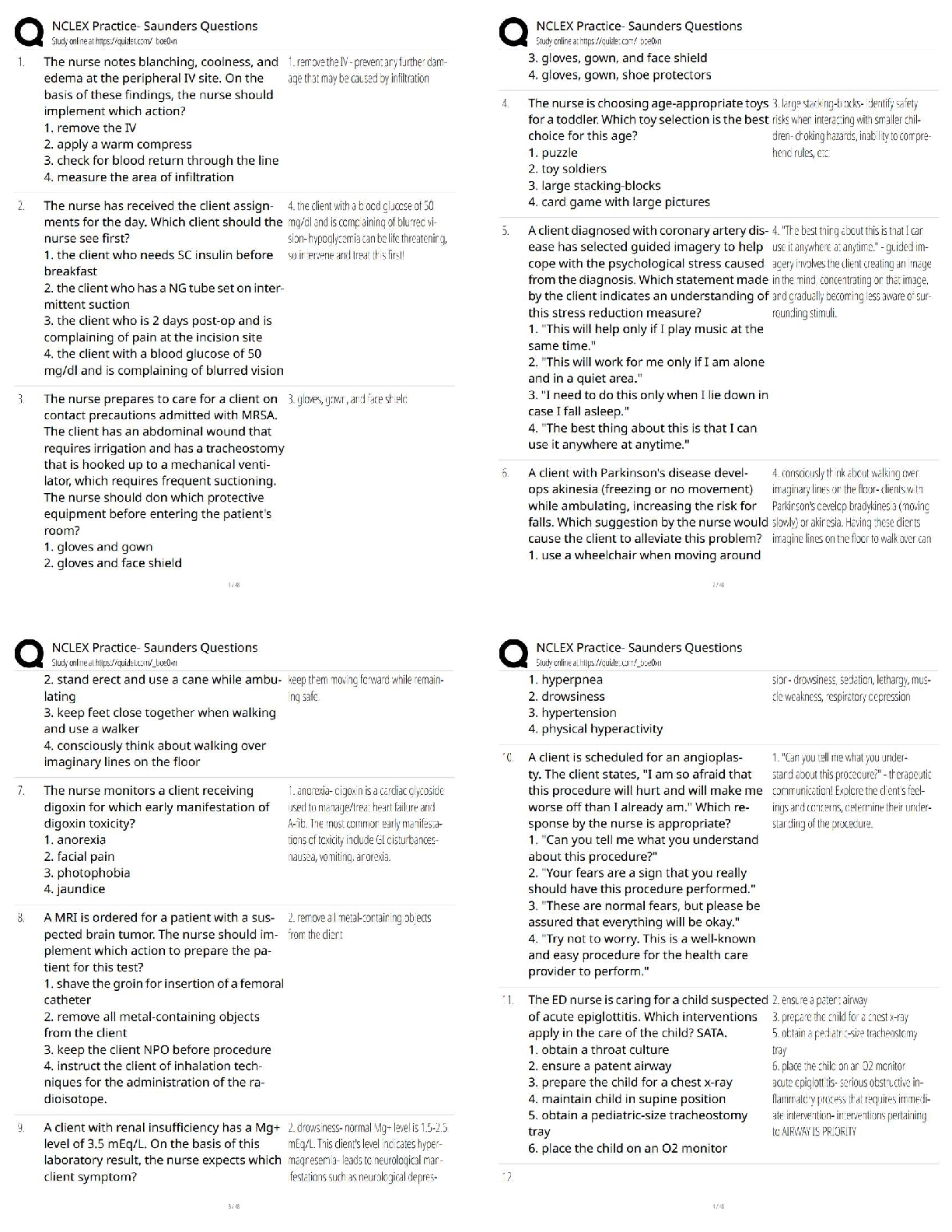 Recommended document preview for NCLEX Practice Saunders Questions   / 2026 Updated NCLEX-RN Test Bank with Rationales