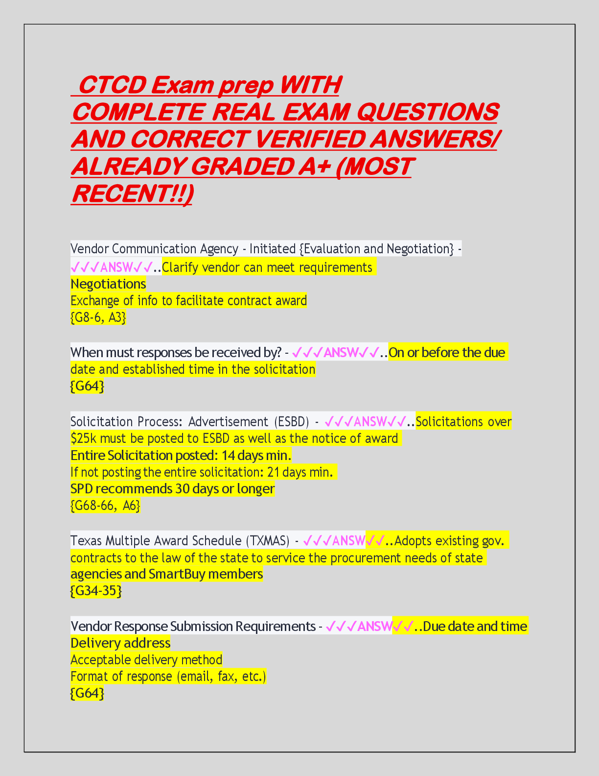 Preview image for CTCD Exam prep WITH  COMPLETE REAL EXAM QUESTIONS  AND CORRECT VERIFIED ANSWERS/  ALREADY GRADED A+ (MOST  RECENT!!)