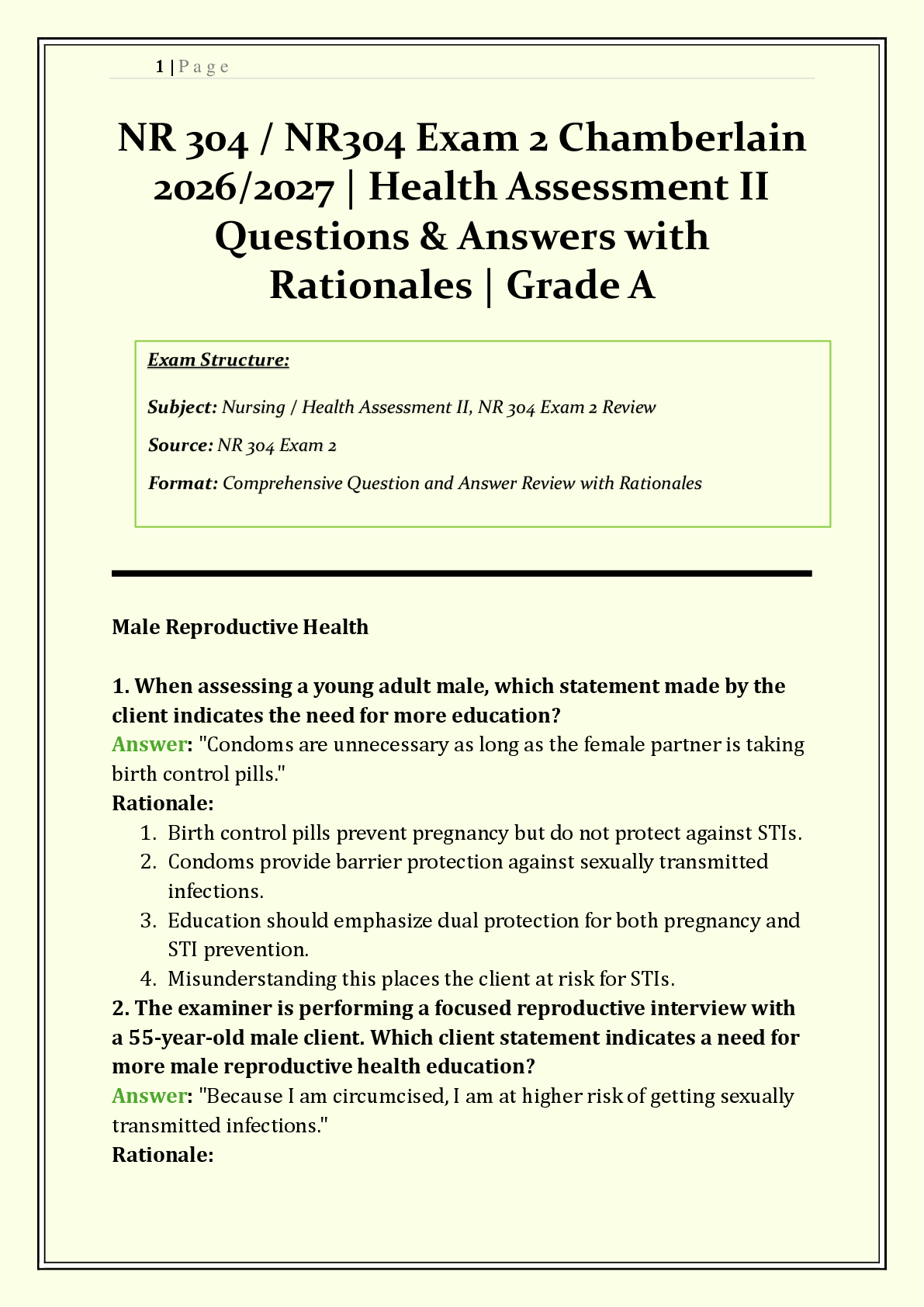 NR 304 / NR304 Exam 2 Chamberlain | 2026/2027 | Health Assessment II | Q & A with Rationales | Peripheral Vascular, Abdominal & Lymphatic Systems | Verified Solutions