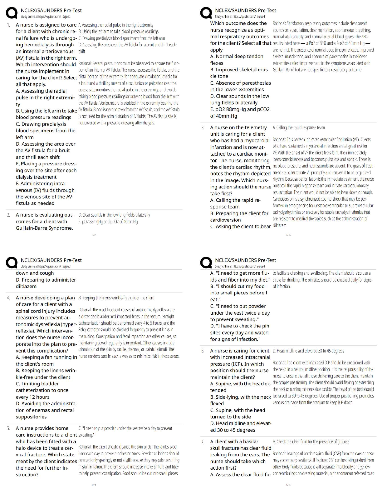 Recommended document preview for NCLEX Saunders Pre-Test   / 2026 Updated Diagnostic Practice Exam with Rationales