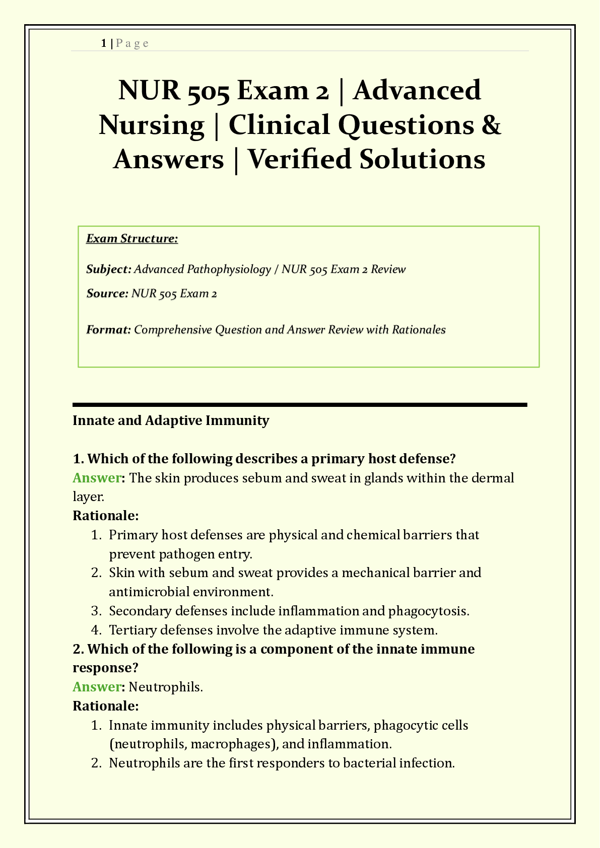 Recommended document preview for NUR 505 Exam 2 | 2026/2027 | Advanced Nursing | Clinical Assessment Questions & Answers with Rationales | Musculoskeletal, Neurological, Endocrine & Orthopedic Tests | Grade A