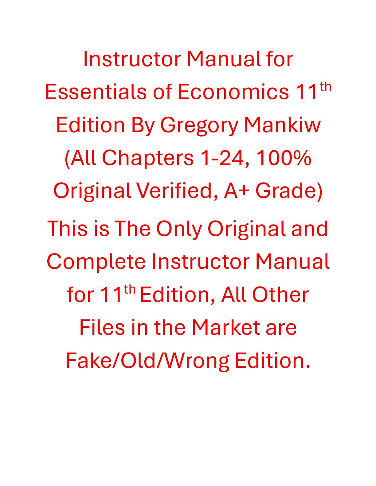 Solutions Manual Essentials of Economics 11th Edition By Gregory Mankiw