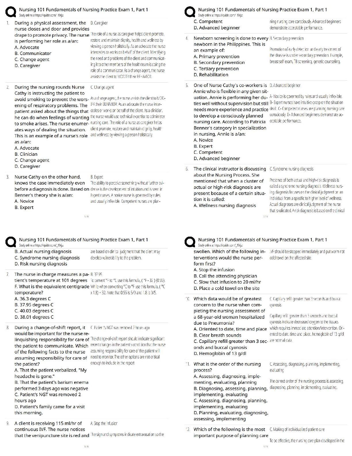 Recommended document preview for Nursing 101 Fundamentals of Nursing Practice Exam 1 Part 1   / 2025–2026 Updated Practice Test Bank
