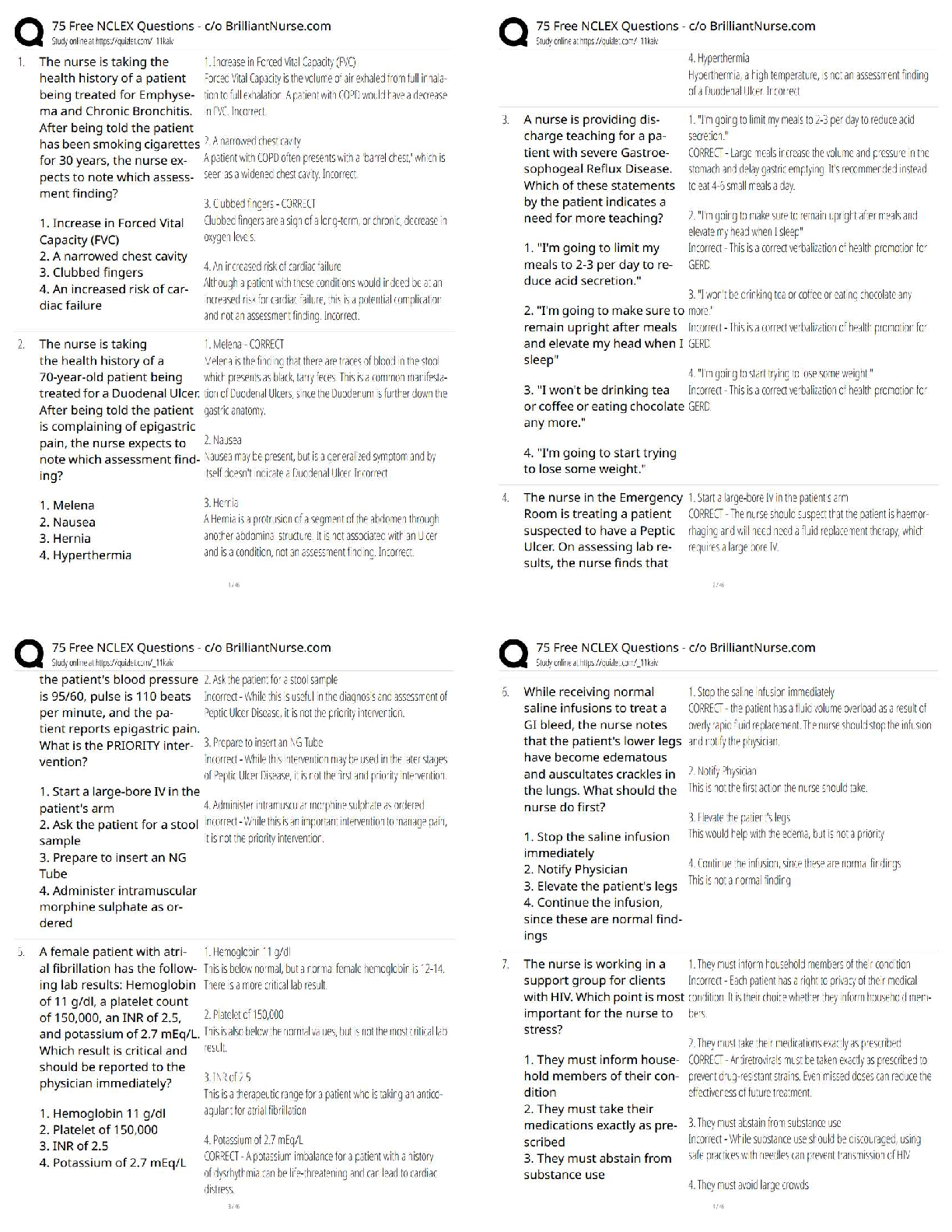 Recommended document preview for 75 Free NCLEX Questions with Answers and Rationales   / 2025–2026 Updated Practice Test