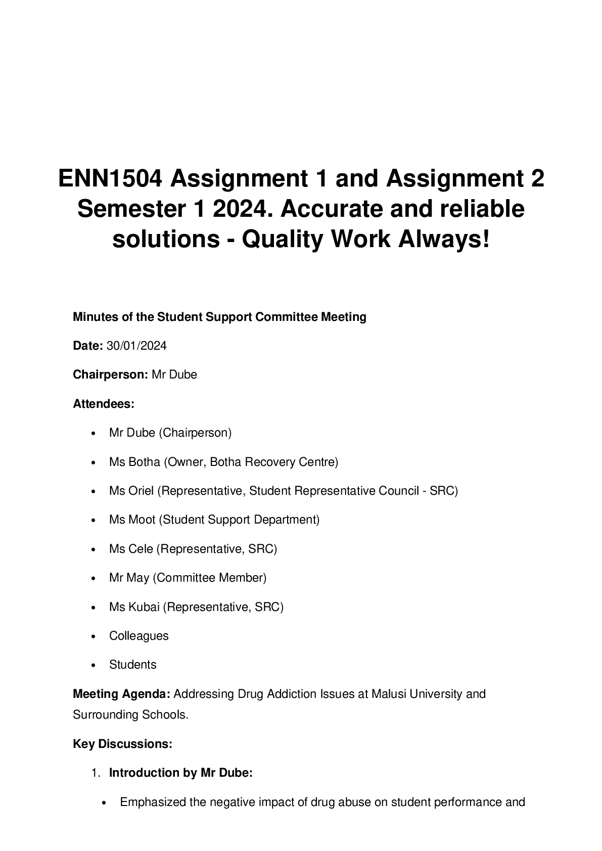 Preview of ENN1504 Assignments 1 & 2  2024 Solutions Pack  Distinction-Level Answers