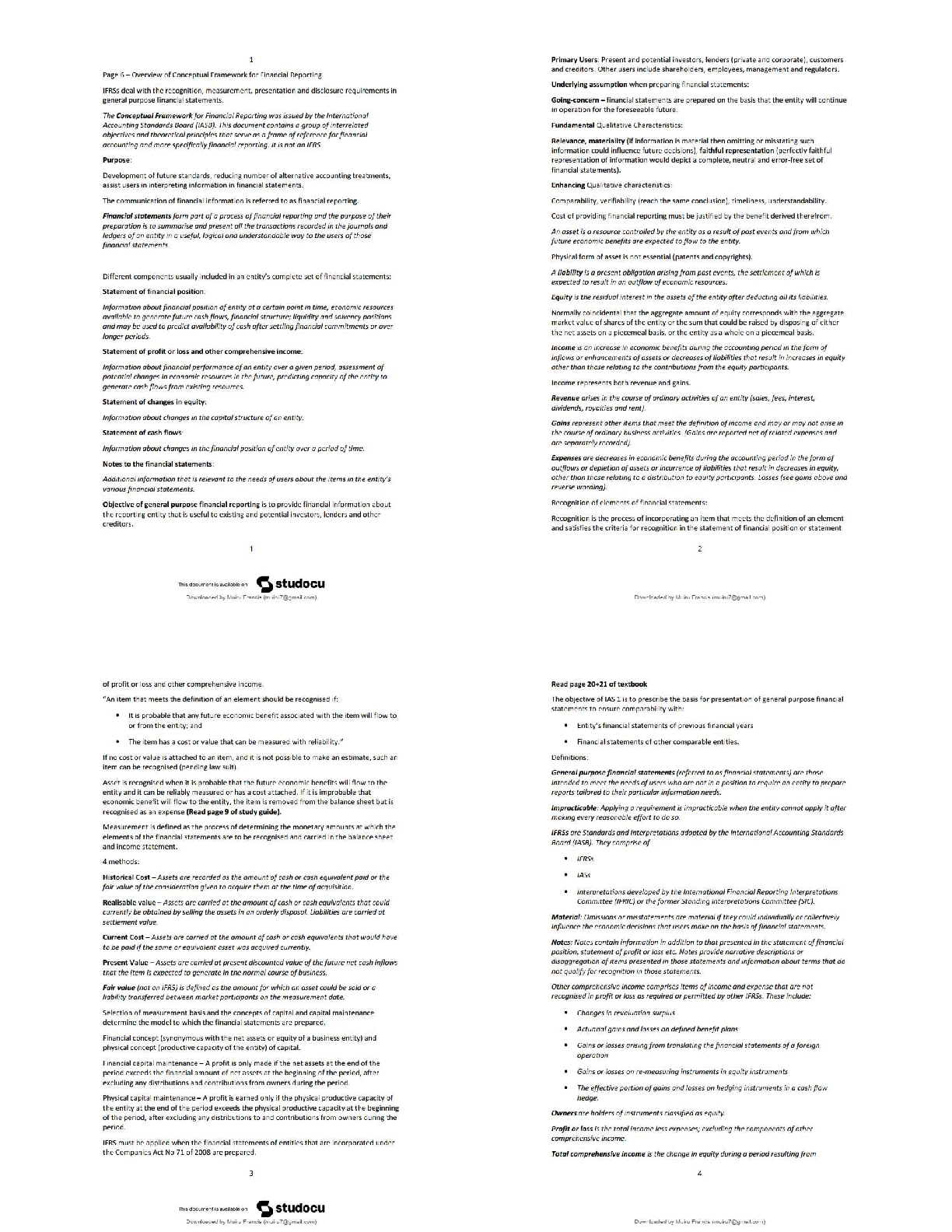 Recommended document preview for FAC1601 Overview of the Conceptual Framework for Financial Reporting / Study Notes / Exam Prep / 2025 Update  