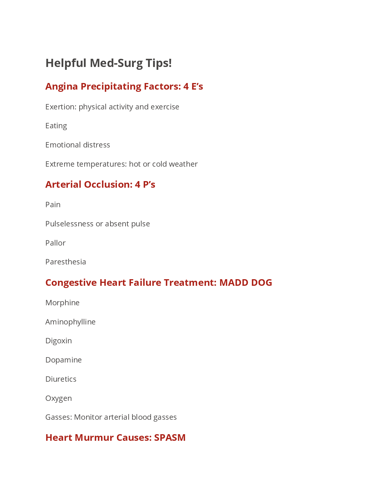 Recommended document preview for NUR 445 Med-Surg Tips | Arizona College of Nursing