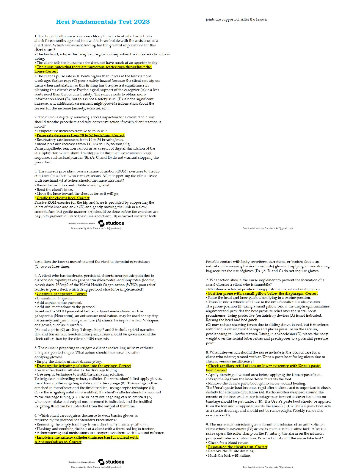 Recommended document preview for HESI Fundamentals Comprehensive Test Study Guide 2025/2026 |   Latest Version | Exam Prep, Test Bank & Questions