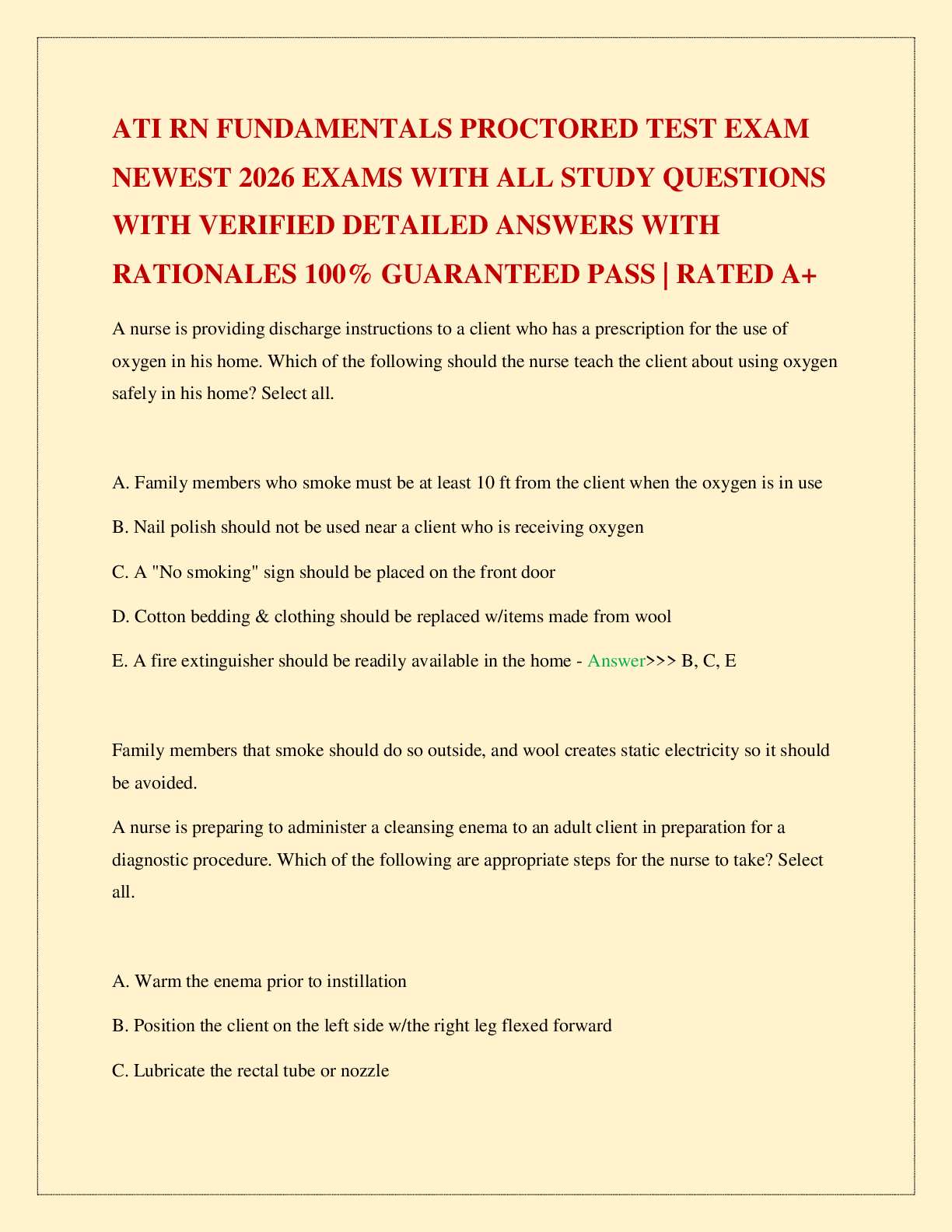 Recommended document preview for ATI RN FUNDAMENTALS PROCTORED TEST EXAM NEWEST 2026 EXAMS WITH ALL STUDY QUESTIONS WITH VERIFIED DETAILED ANSWERS WITH RATIONALES 100% GUARANTEED PASS | RATED A+