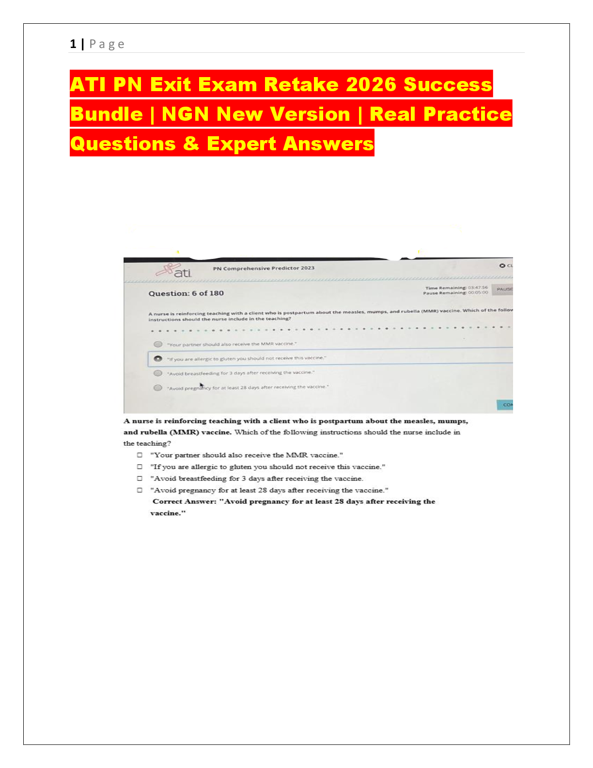 Preview of PN Exit Exam Retake 2026 Success Bundle | NGN New Version | Real Practice Questions & Expe