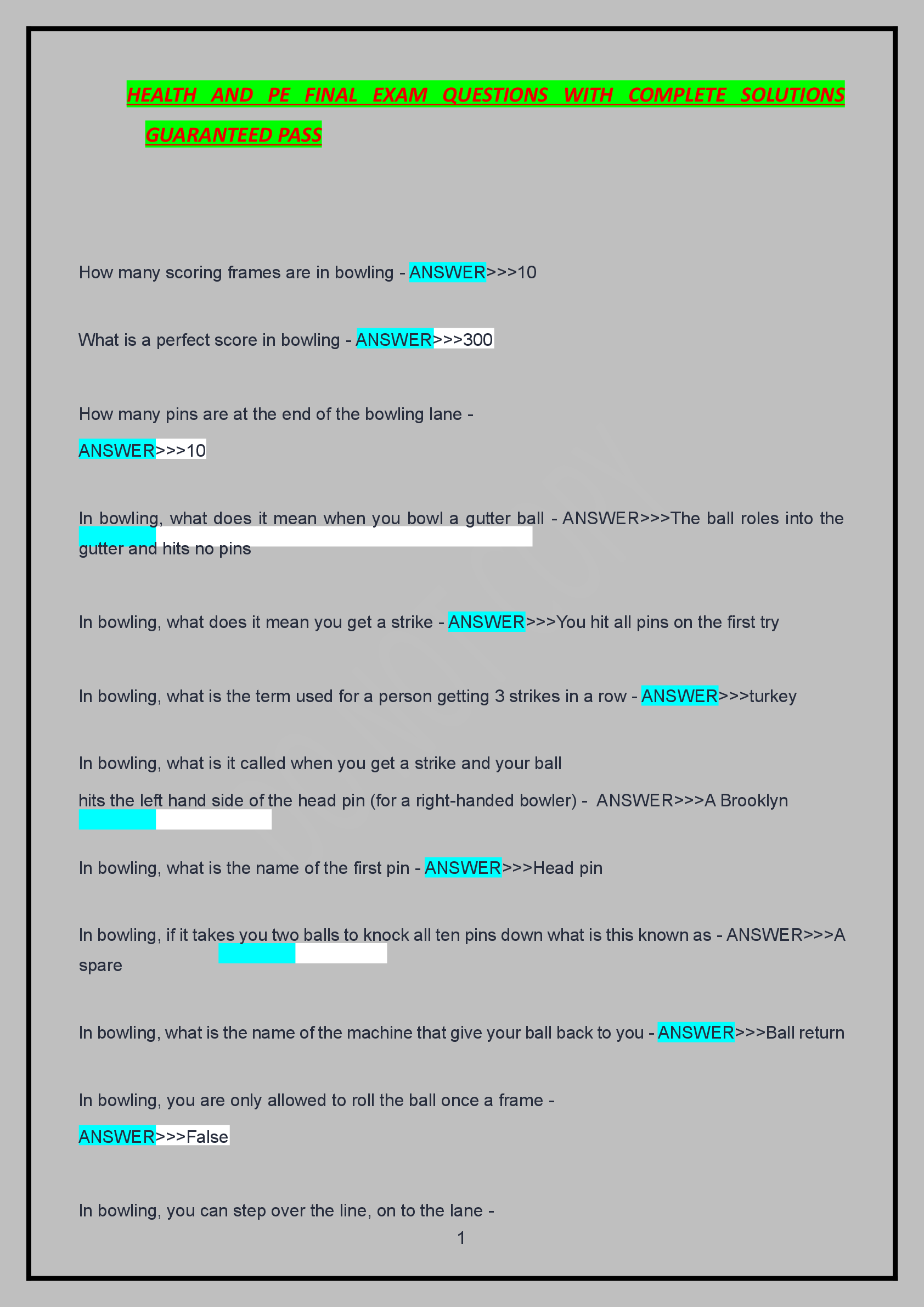 Preview image for HEALTH AND PE FINAL EXAM QUESTIONS WITH COMPLETE SOLUTIONS  GUARANTEED PASS