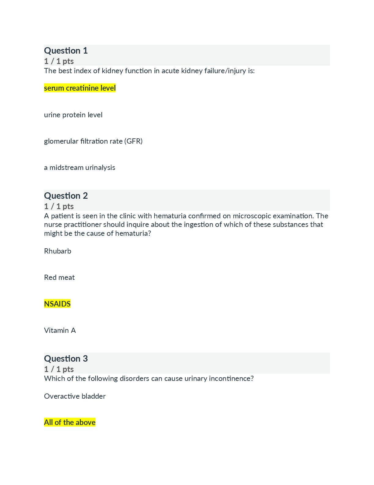 NSG 5545 Week 8 Quiz | Score 9/10 | South College