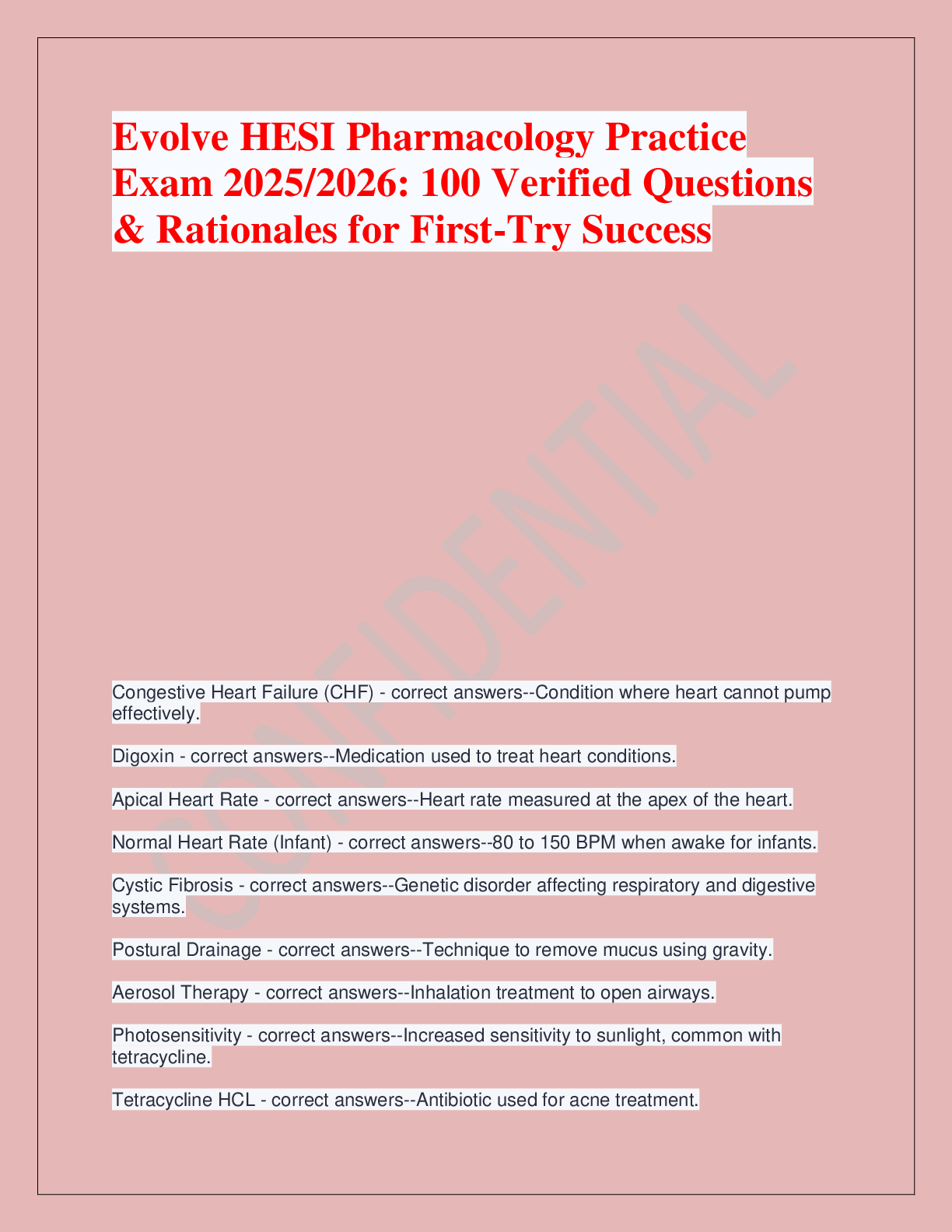 Preview of Evolve HESI Pharmacology Practice  Exam 2025/2026: 100 Verified Questions  & Rationales fo