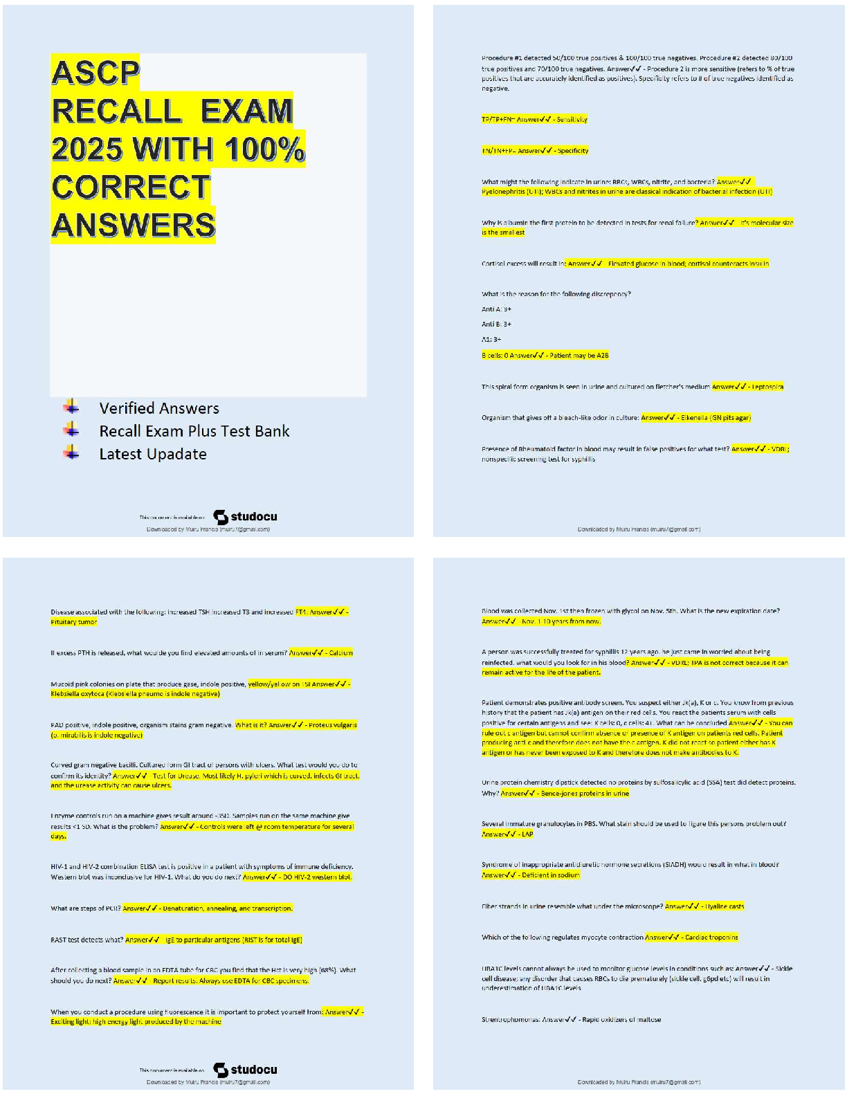 Preview of NURS 2025 Recall Exam Review 2026 | Test Bank / Verified Answers / Study Guide