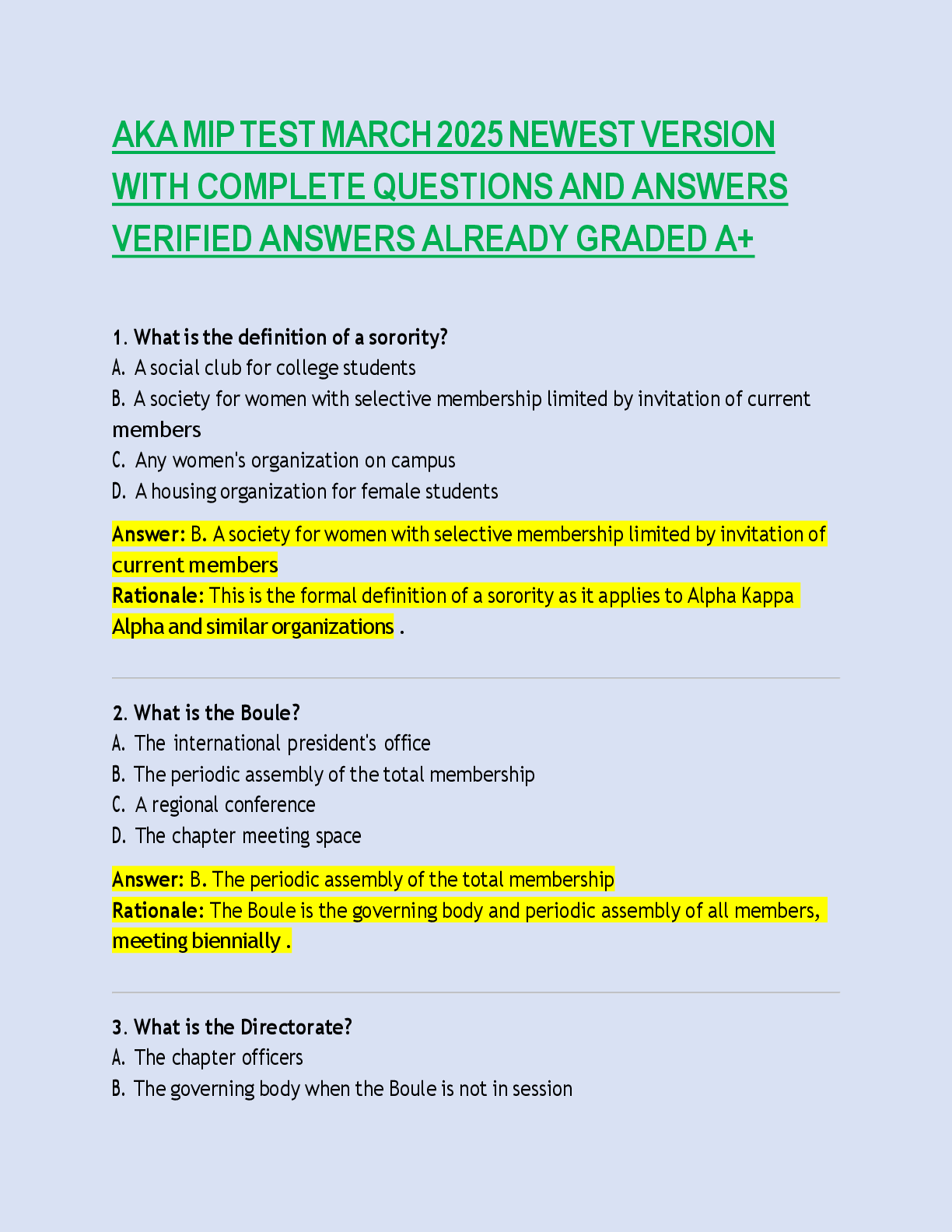 Preview of AKA MIP TEST MARCH 2025 NEWEST VERSION  WITH COMPLETE QUESTIONS AND ANSWERS  VERIFIED ANSW