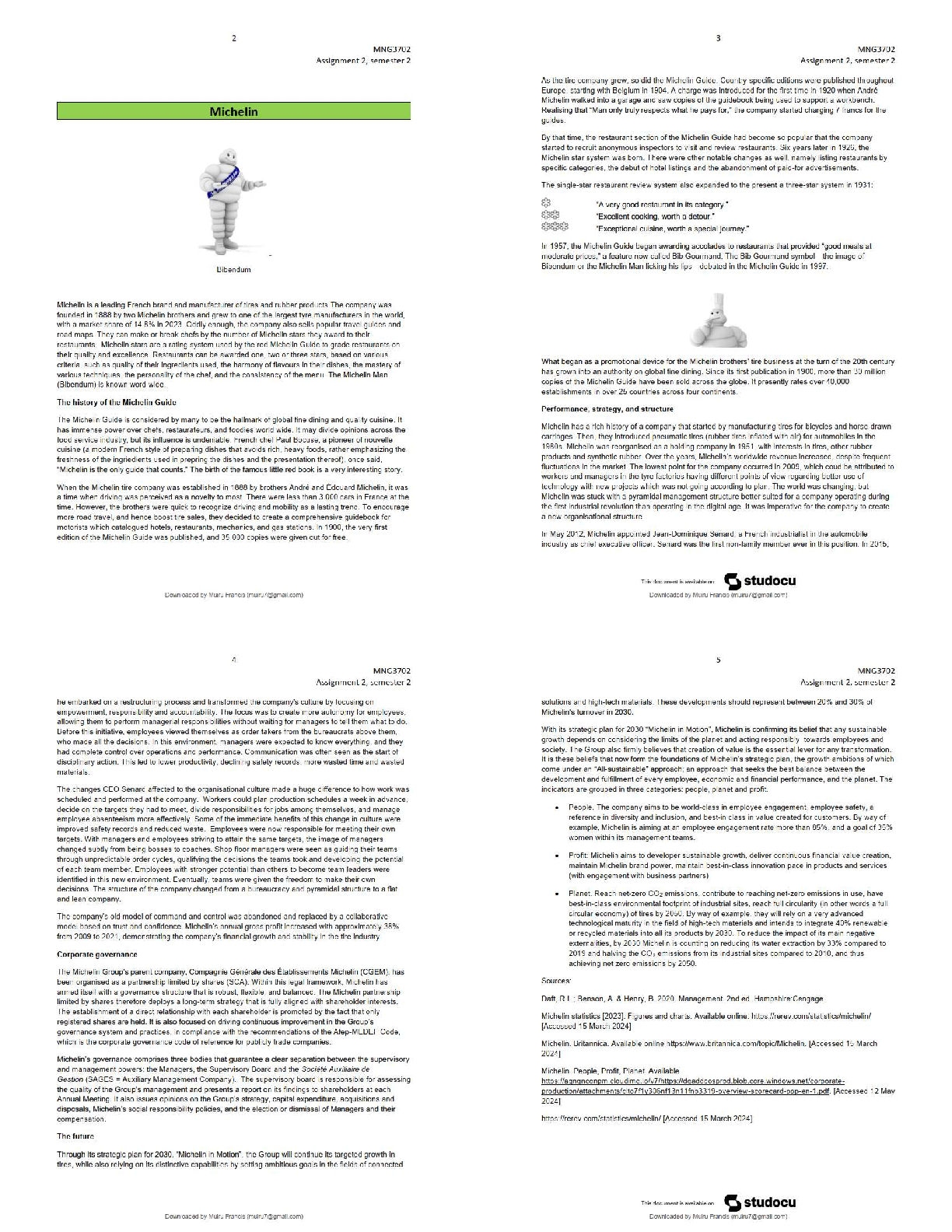 Recommended document preview for MNG3702 Assignment 2 Case Study on Michelin’s Organizational Culture and Strategy   / 2025 Update Solutions & Study Guide