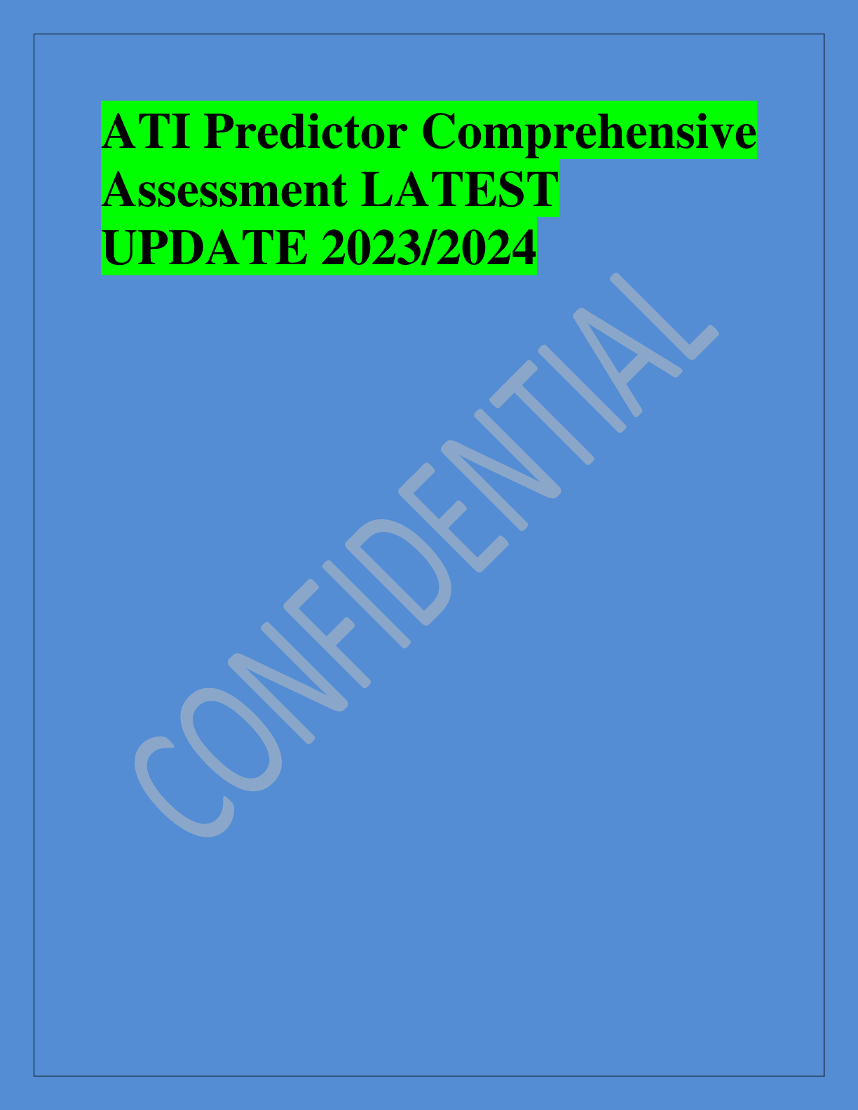 Recommended document preview for ATI Predictor Comprehensive  Assessment LATEST  UPDATE 2023/2024