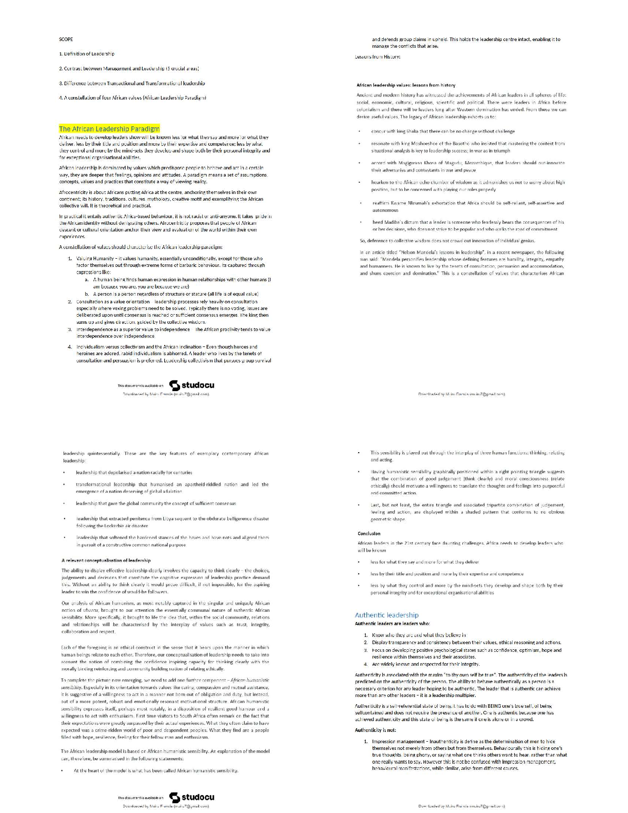 Recommended document preview for IOP3707 Exam Prep 2026 | Leadership Types & African Leadership Paradigm Study Guide
