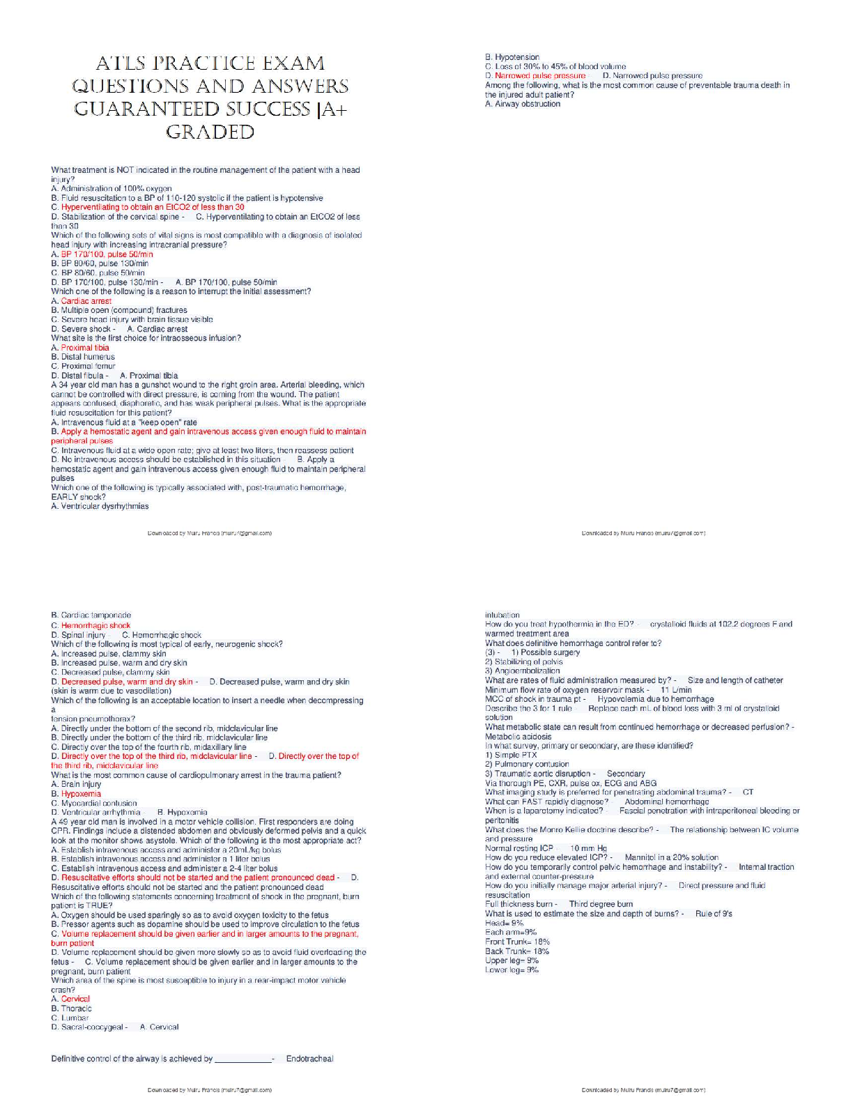 ATLS Exam Review 2026 | Practice Questions & Verified Answers / Study Guide for Success