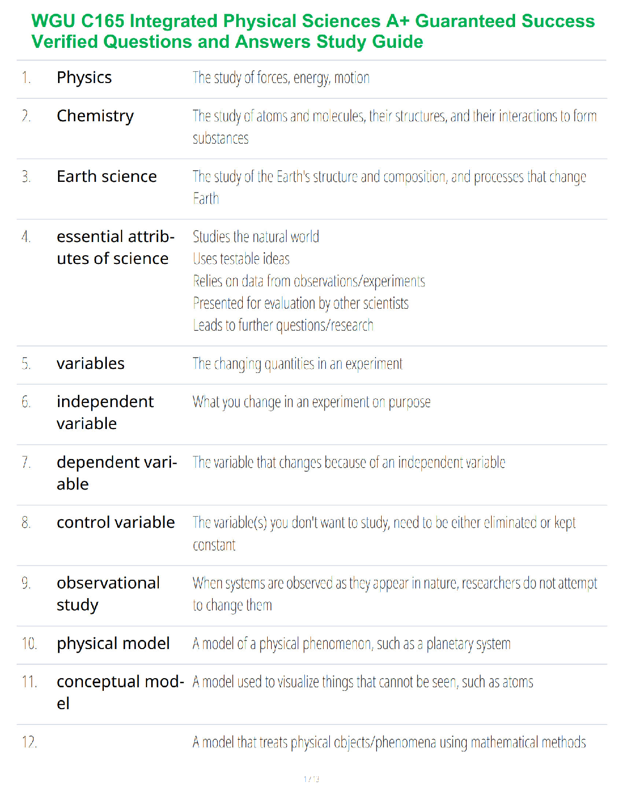 Recommended document preview for WGU C165 Integrated Physical Sciences A+ Guaranteed Success Verified Questions and Answers Study Guide