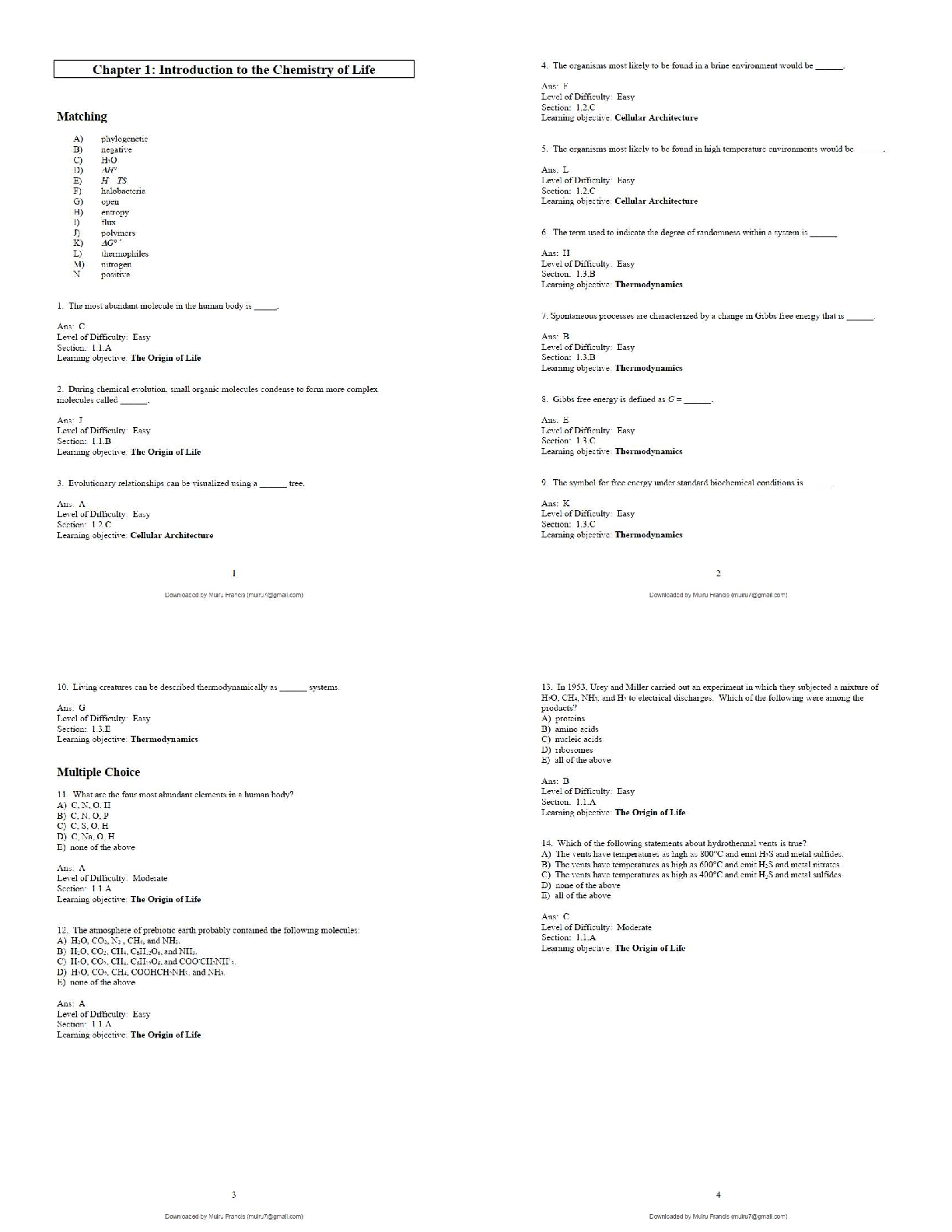 Recommended document preview for Biochemistry (CHEM 3353)   / 2025 Update Study Notes, Test Bank & Exam Prep