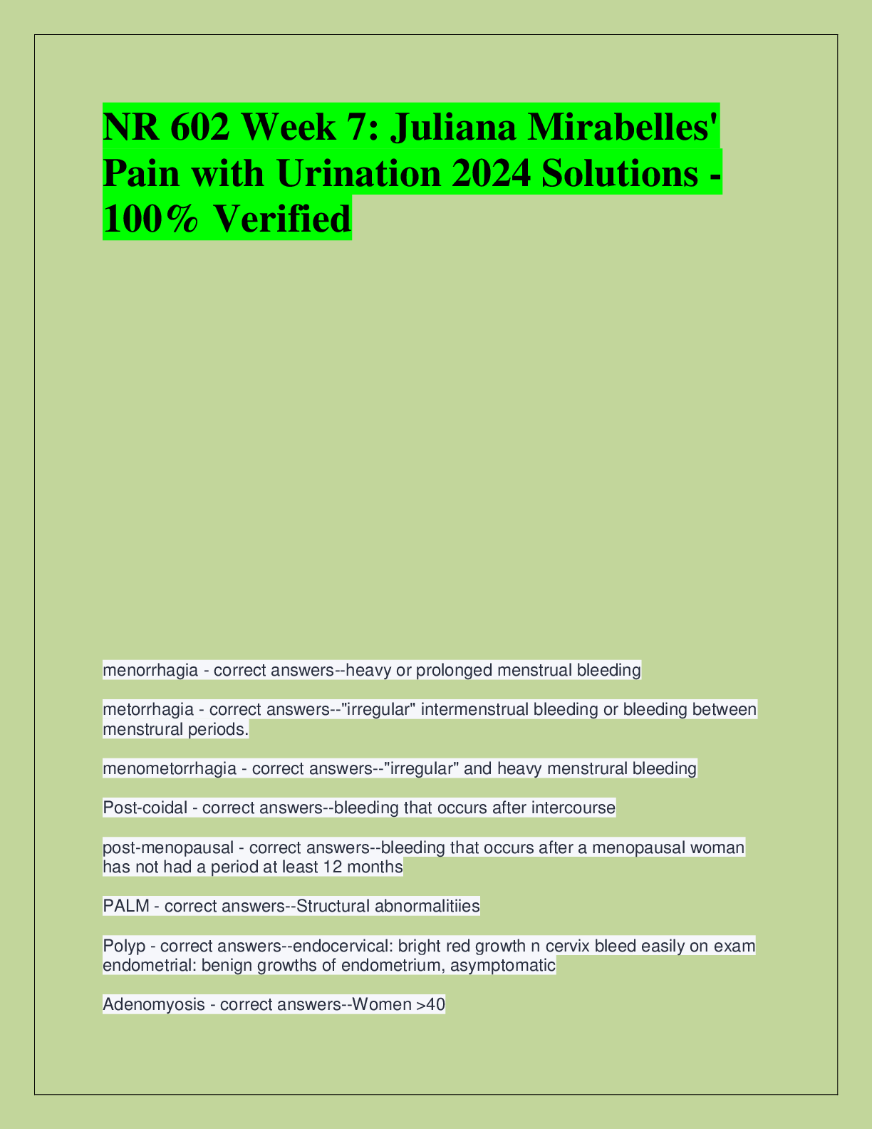 Recommended document preview for iHuman Case Study: Camilla Franklin  - 48-Year-Old with Fatigue and  Irritability - Case Review Week 10