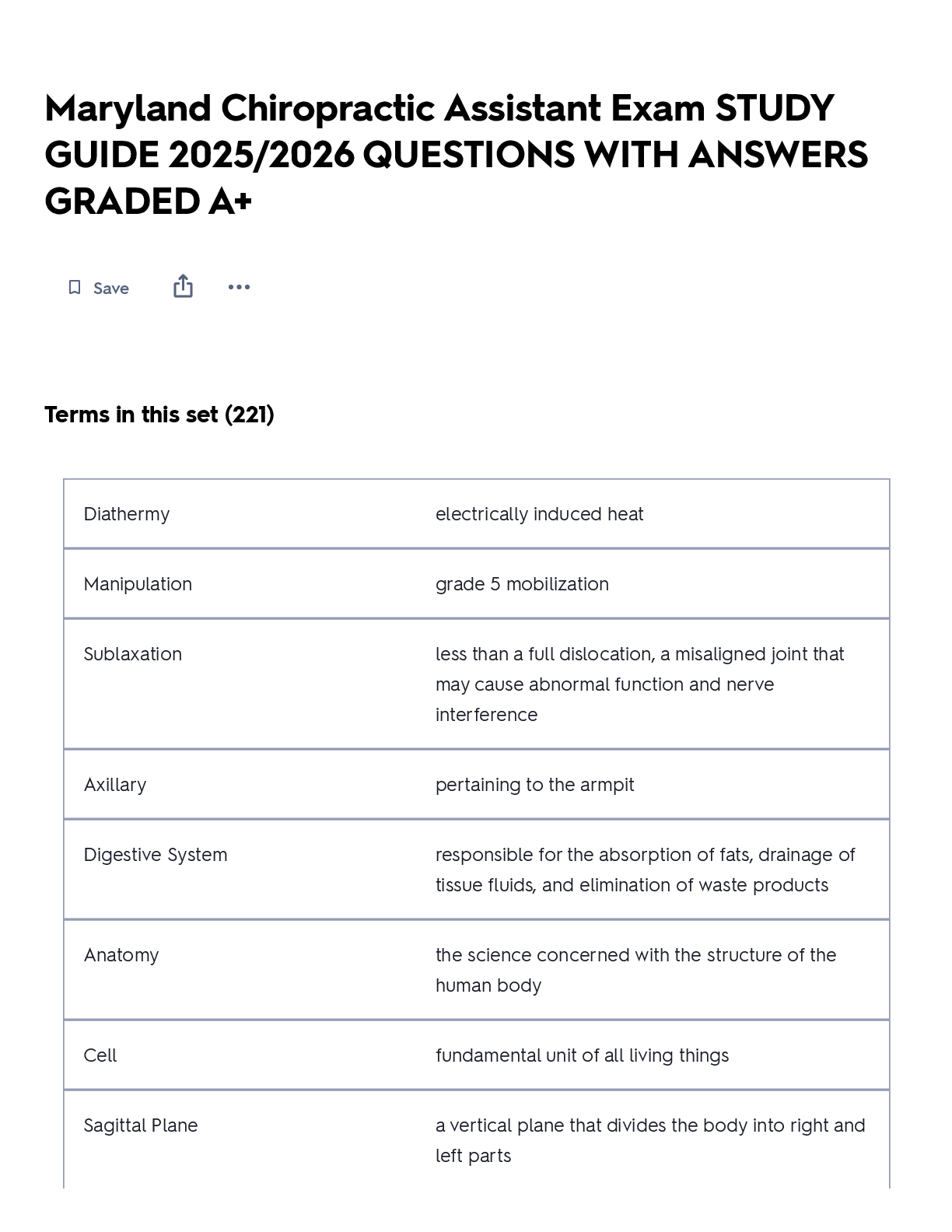 Recommended document preview for Maryland Chiropractic Assistant Exam STUDY GUIDE 2025/2026 QUESTIONS WITH ANSWERS GRADED A+