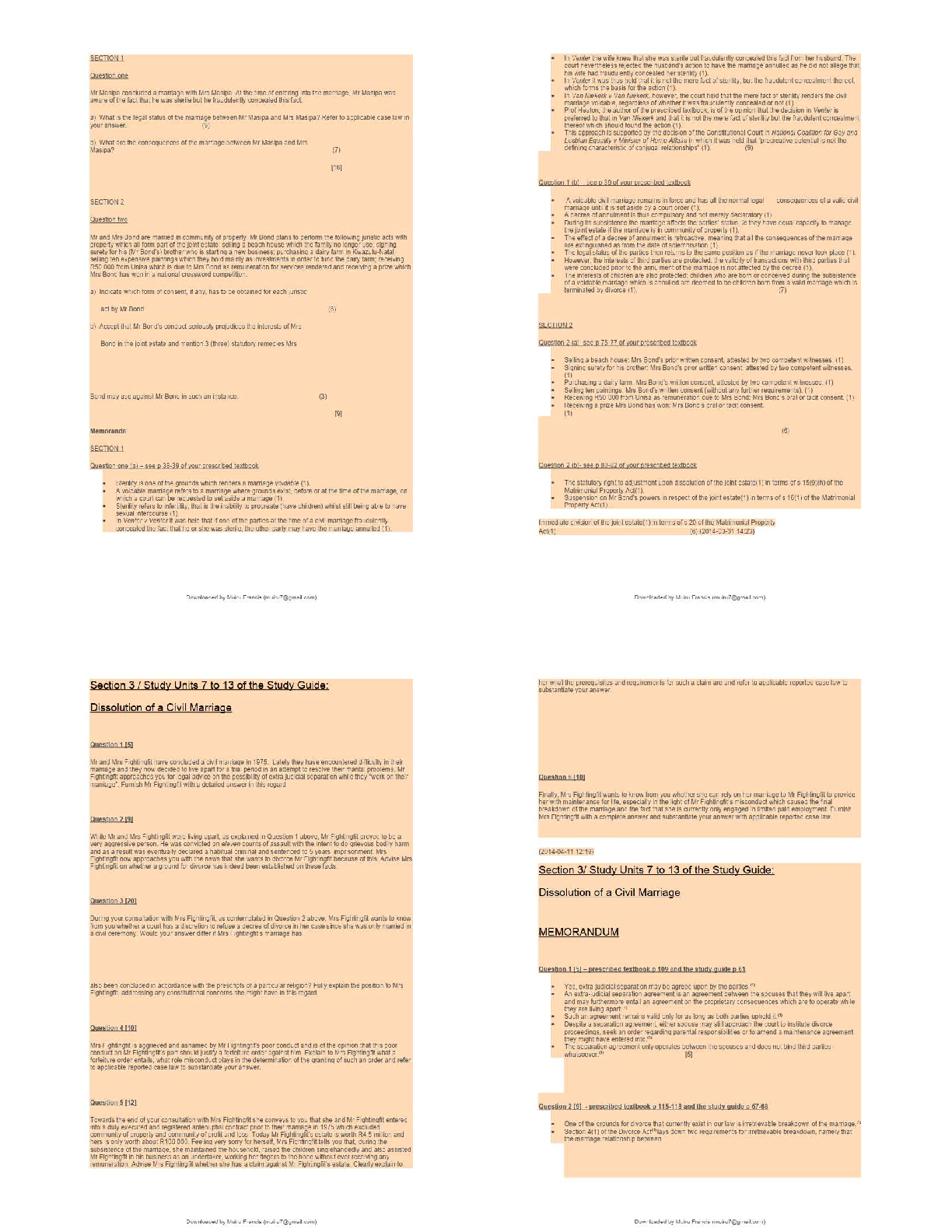 Preview of Family Law (PVL2601)   / 2025 Update Study Notes, Case Summaries & Exam Prep