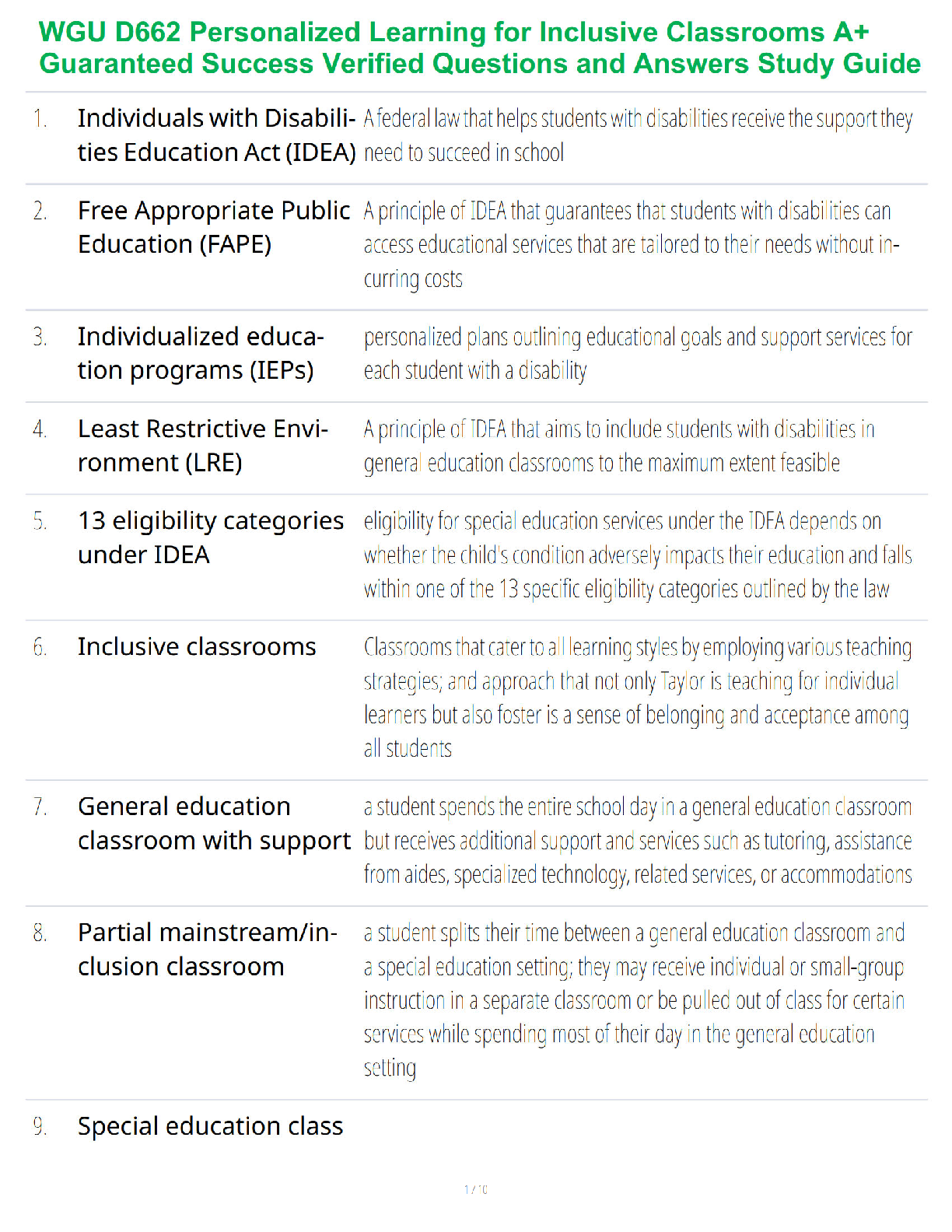 Preview of WGU D662 Personalized Learning for Inclusive Classrooms A+ Guaranteed Success Verified Que