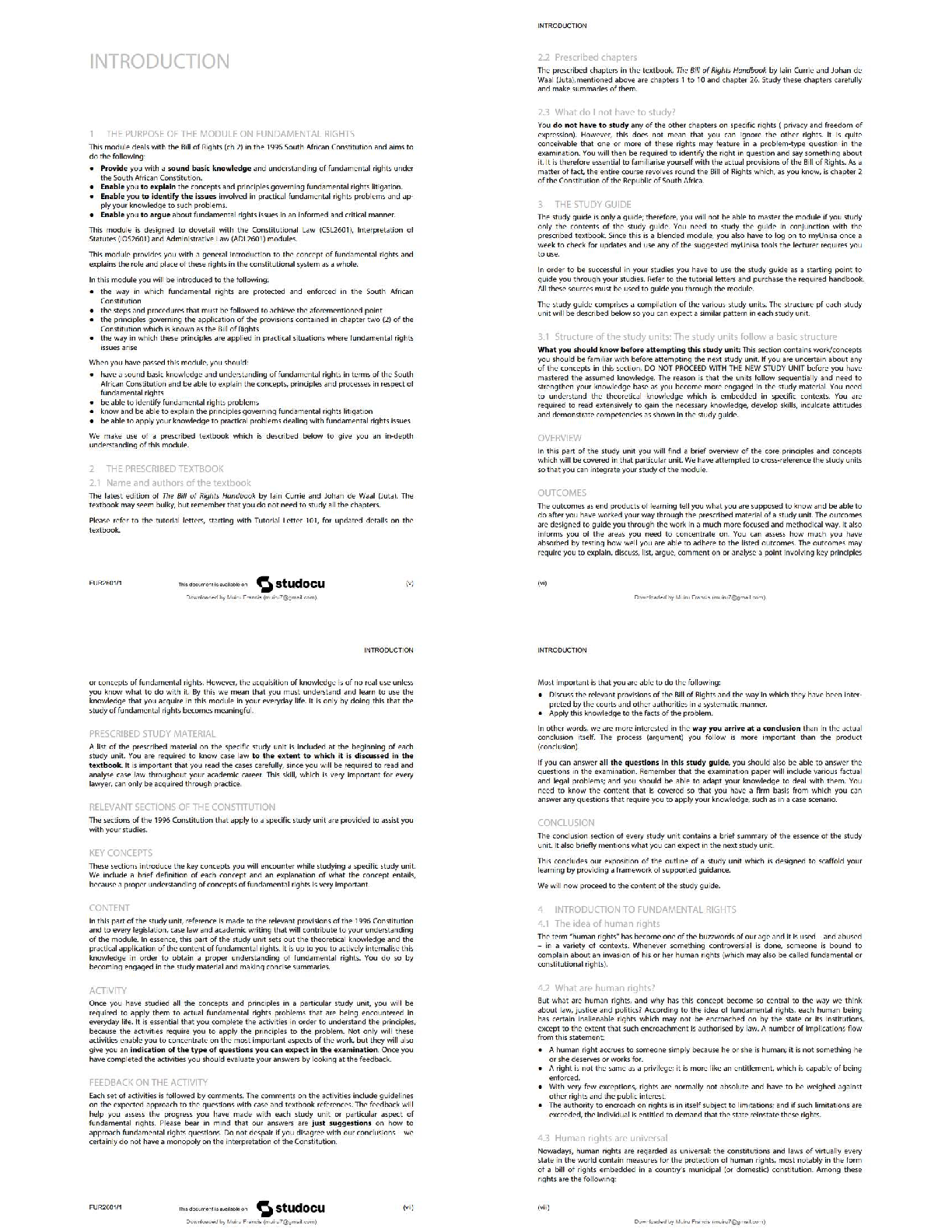 Preview of FUR2601 Study Guide – Understanding Fundamental Rights in SA Law   / 2026 Exam Prep